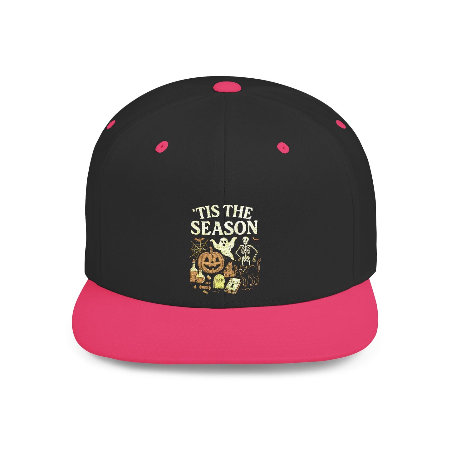 ‘Tis the Season Halloween  | Vintage Spooky Season Shirt with Ghost, Skeleton & Pumpkin | Retro Halloween Graphic Tee for Fall Snapback Cap