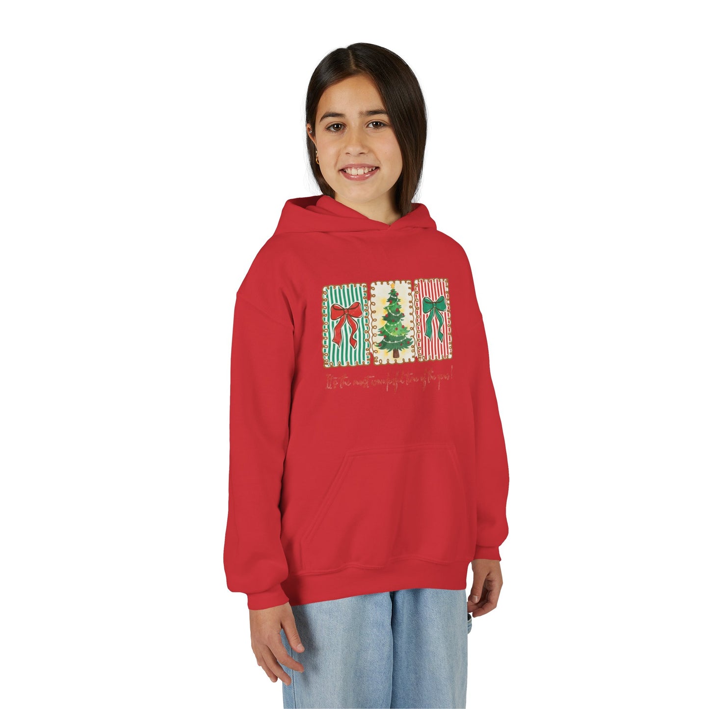 Festive Christmas Tree & Bow Design | It’s the Most Wonderful Time of the Year – Holiday Shirt, Mug, Tote & Home Decor Kids Hoodie