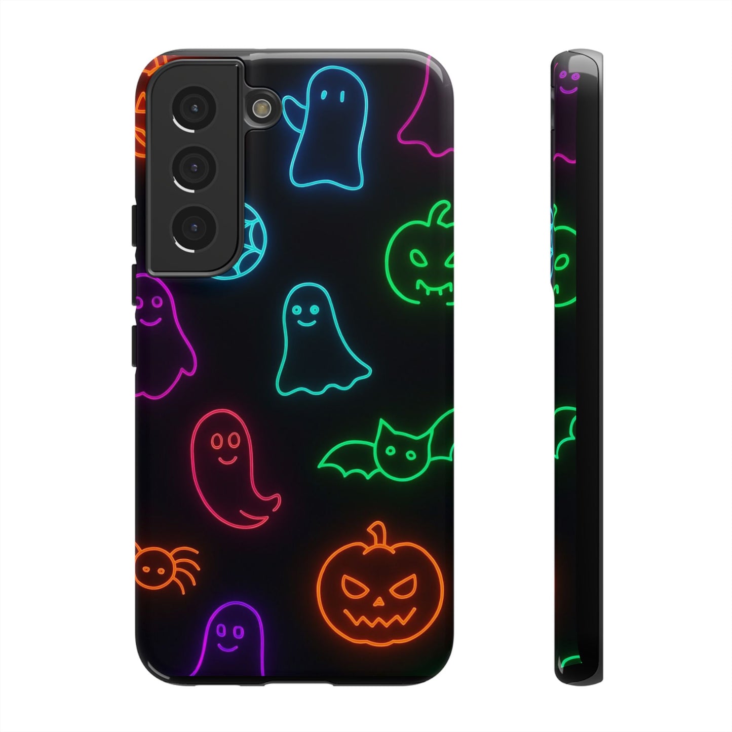 Neon Halloween Pattern | Cute Ghosts, Pumpkins & Bats Glow Design Phone Cases