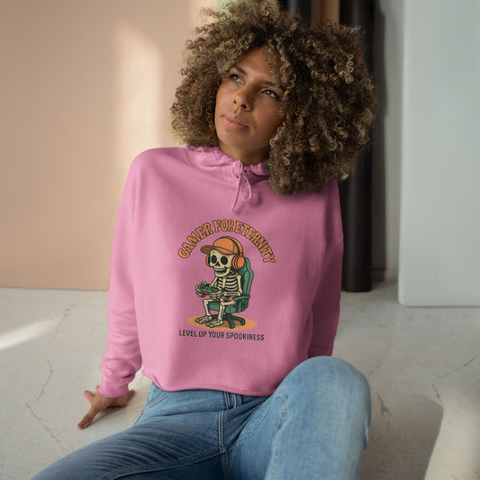 Gamer Crop Hoodie, Cute Skeleton Hoodie, Level Up Your Spookiness, Halloween Sweater, Gaming Apparel, Fun Casual Wear