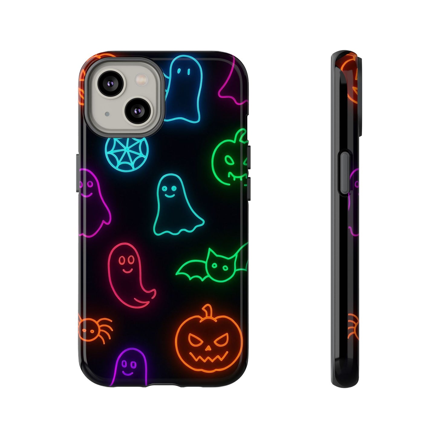 Neon Halloween Pattern | Cute Ghosts, Pumpkins & Bats Glow Design Phone Cases