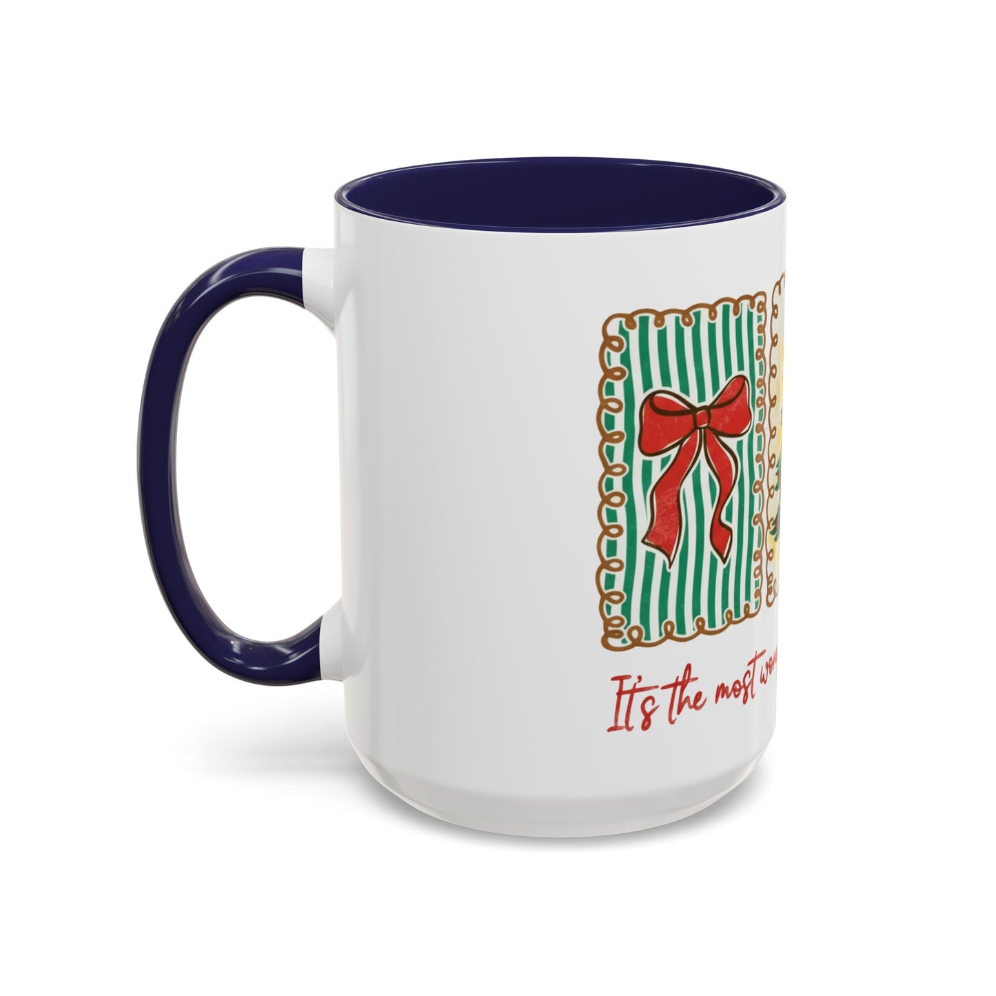 Festive Christmas Tree & Bow Design | It’s the Most Wonderful Time of the Year – Holiday Shirt, Mug, Tote & Home Decor Accent Mug