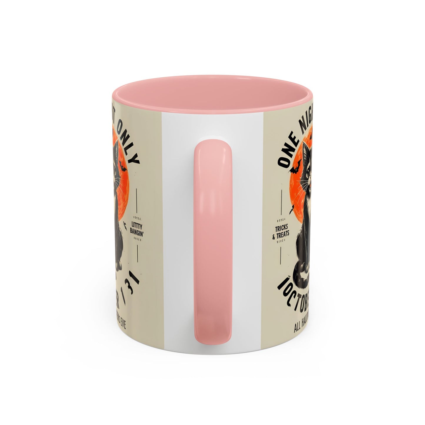 Halloween Black Cat Design | One Night Only October 31 Vintage Artwork Accent Mug