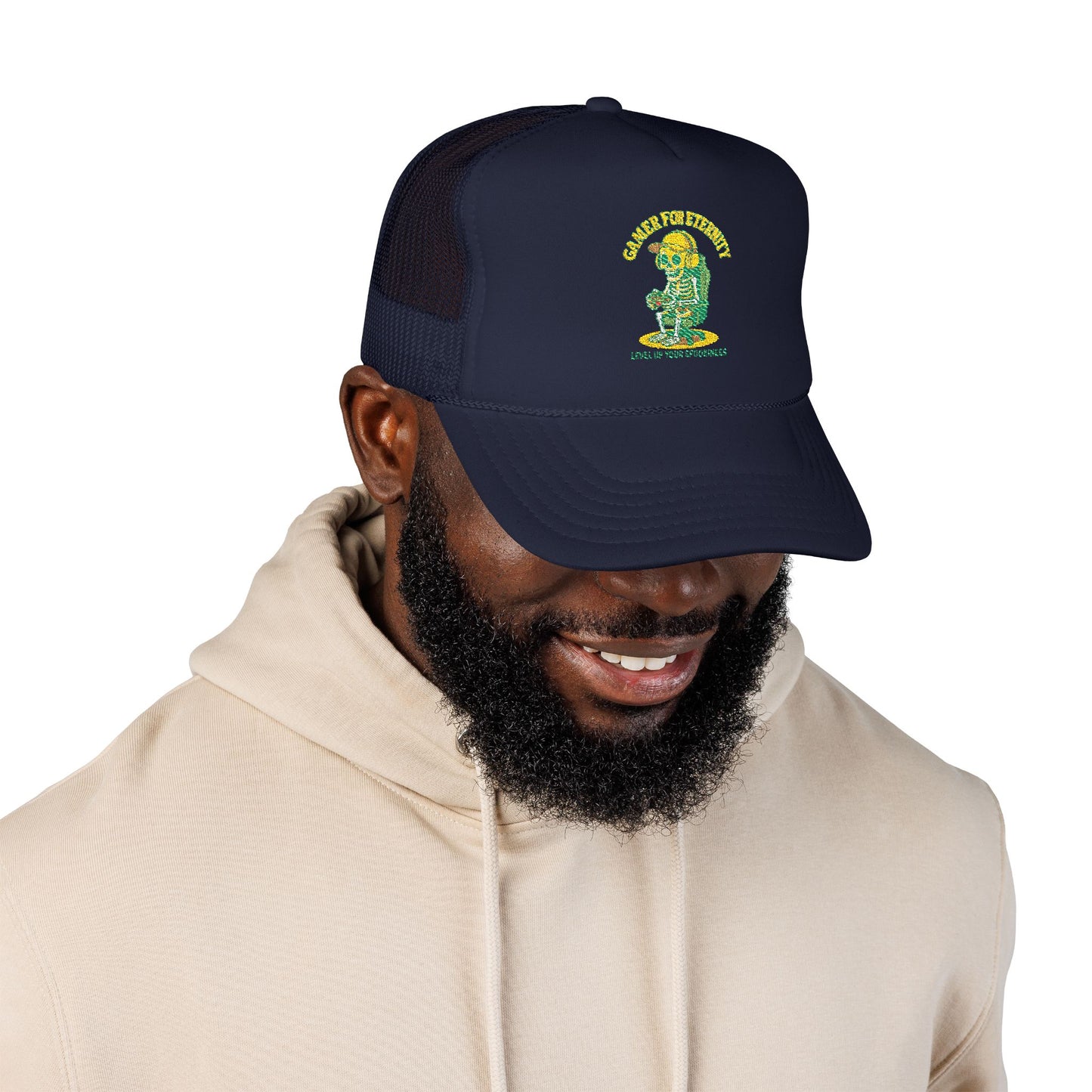 Embroidered Foam Trucker Hat - Cute Cartoon Design for Outdoor Fun, Fashion Accessories, Gift for Her, Unique Summer Style,  Adjustable Cap, Trucker Hat Embroidered