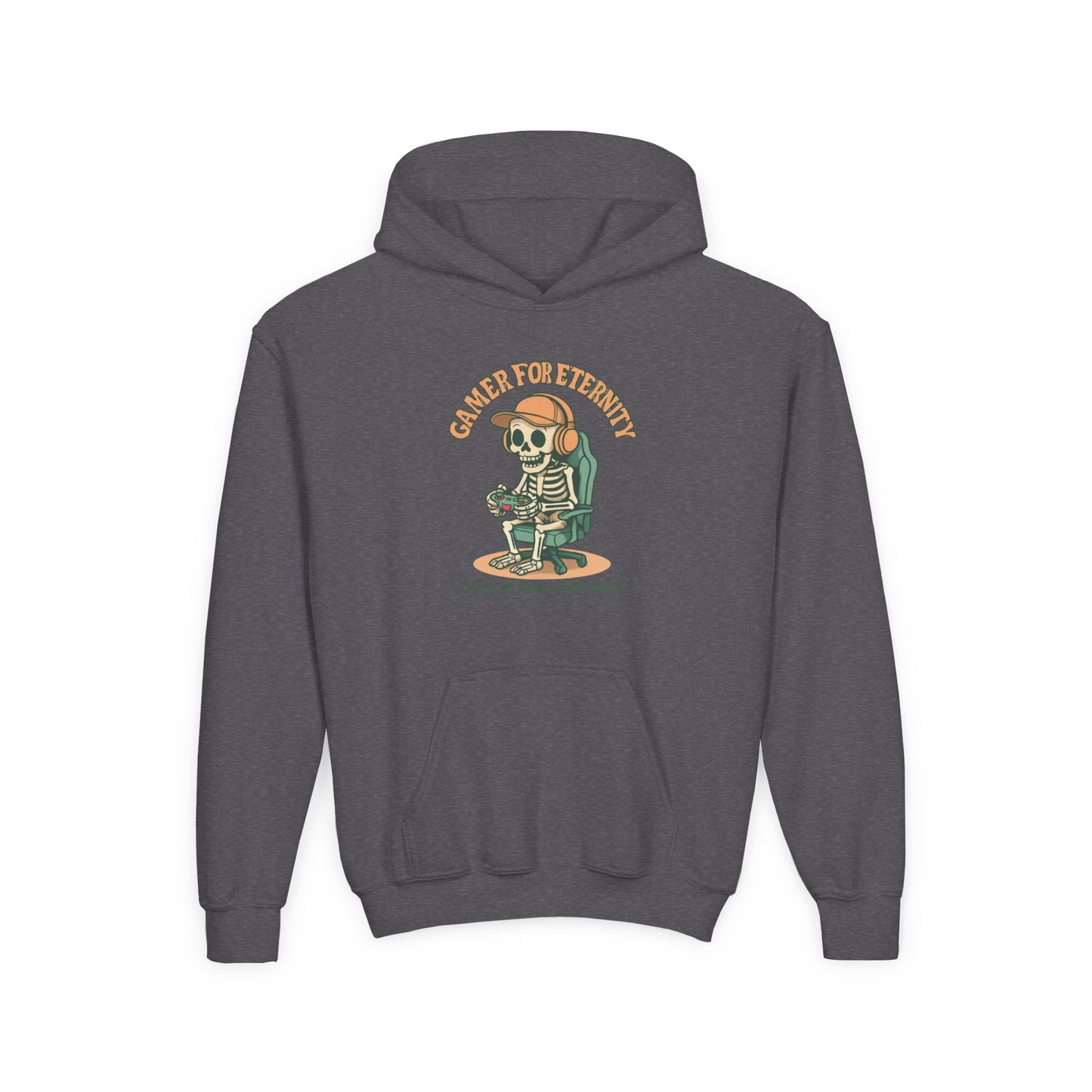 Cool Skeleton Gamer Youth Hoodie, Casual Streetwear, Perfect for Gamers, Halloween, Birthday, and Everyday Wear, Kids Hoodies