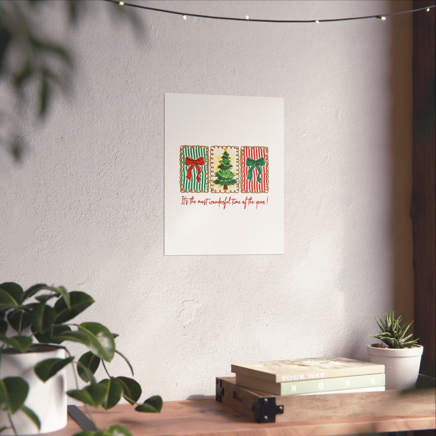 Festive Christmas Tree & Bow Design | It’s the Most Wonderful Time of the Year – Holiday Shirt, Mug, Tote & Home Decor Poster