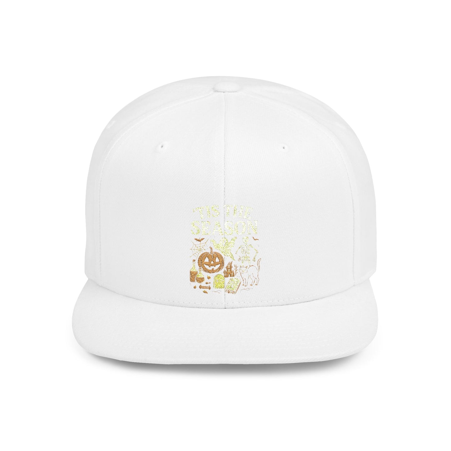 ‘Tis the Season Halloween  | Vintage Spooky Season Shirt with Ghost, Skeleton & Pumpkin | Retro Halloween Graphic Tee for Fall Snapback Cap
