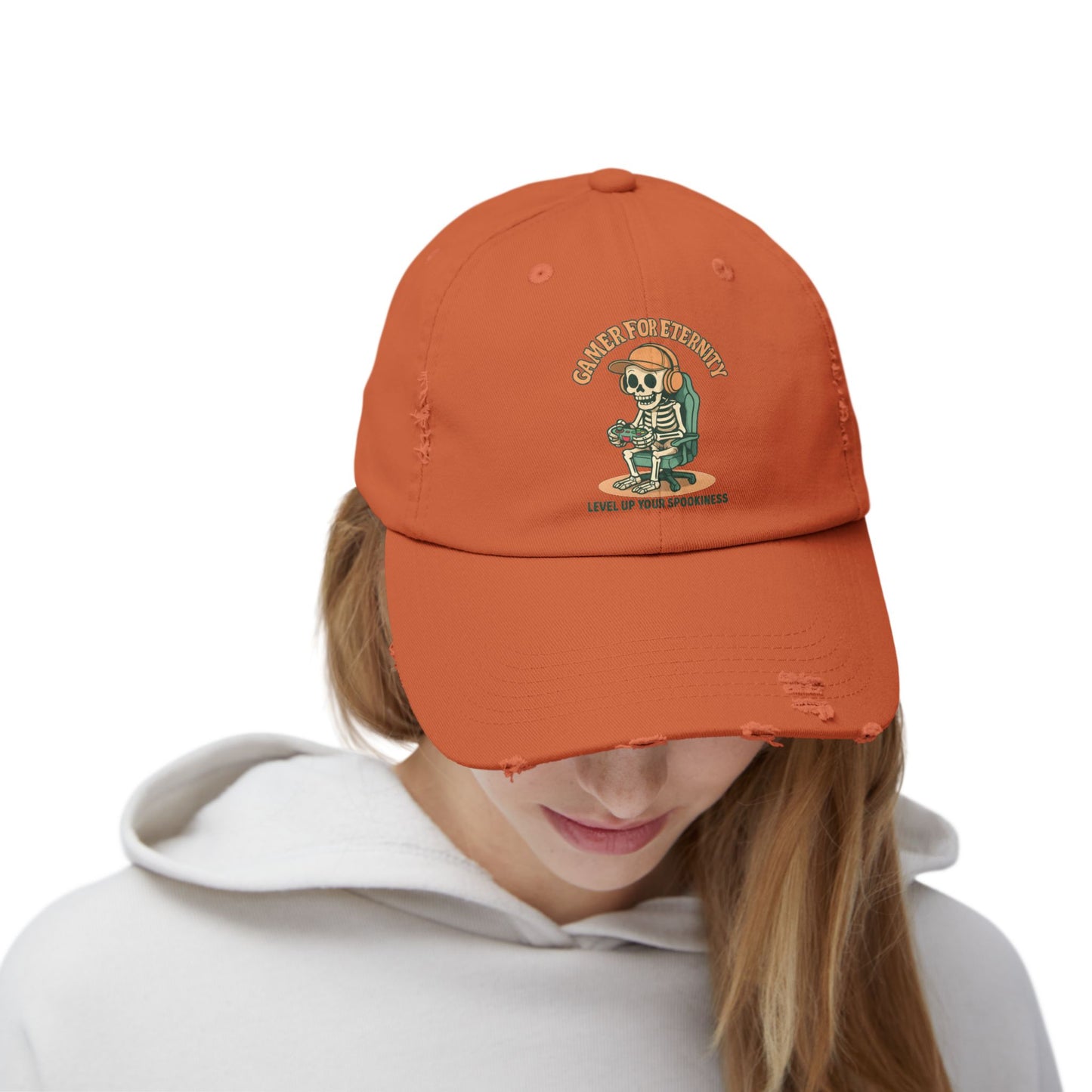 Unisex Distressed Cap Featuring 'Cancer for Eternity' Design – Quirky, Casual Headwear for Everyday Wear, Gifts, Festivals, and More, Distressed cap