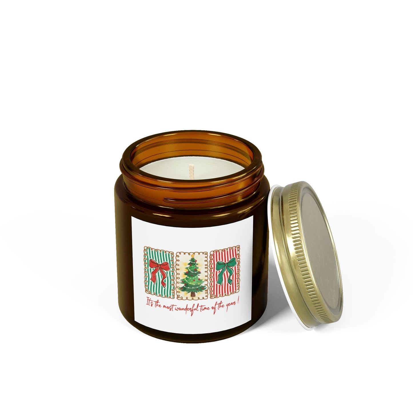 Festive Christmas Tree & Bow Design | It’s the Most Wonderful Time of the Year – Holiday Shirt, Mug, Tote & Home Decor Candle