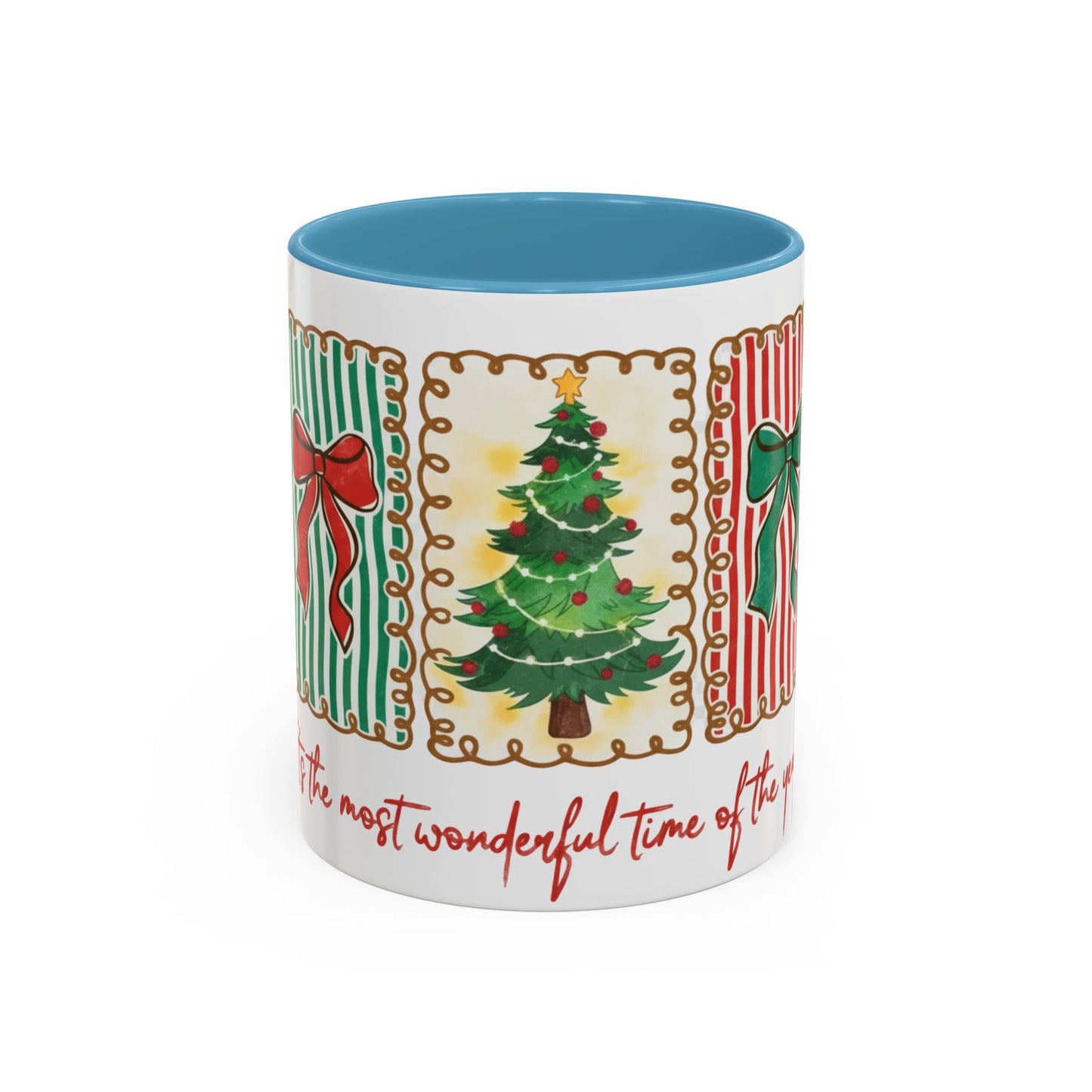 Festive Christmas Tree & Bow Design | It’s the Most Wonderful Time of the Year – Holiday Shirt, Mug, Tote & Home Decor Accent Mug