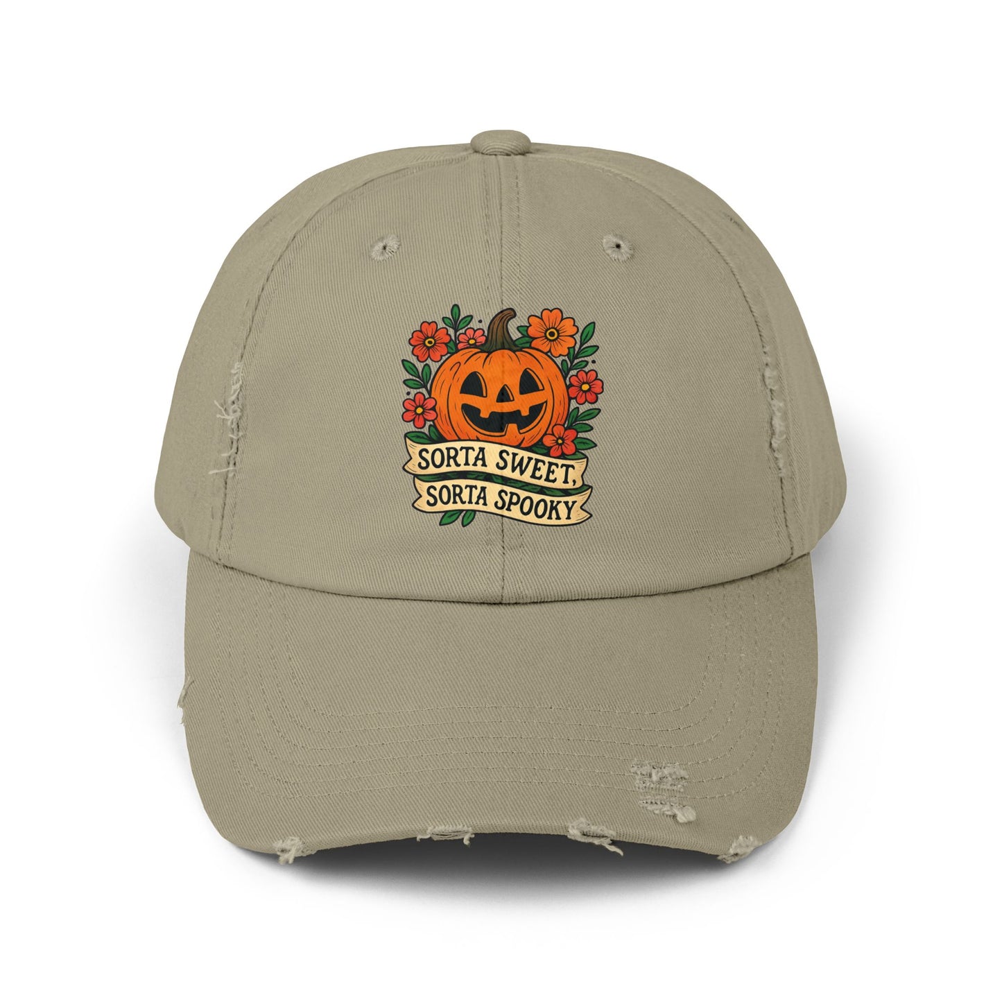 Cute Pumpkin Design – Sorta Sweet, Sorta Spooky Halloween Artwork Distressed cap