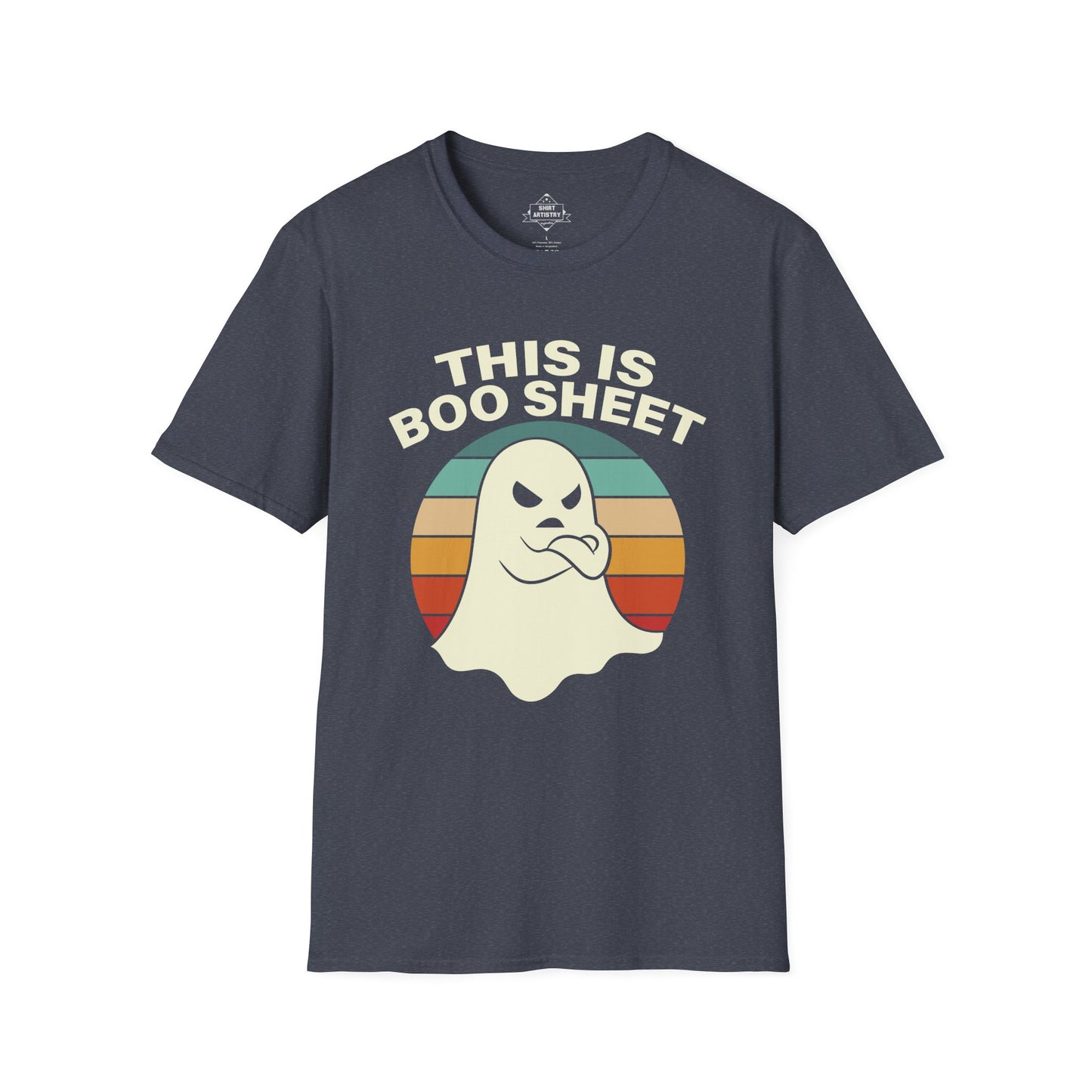 This Is Boo Sheet Funny Halloween T‑Shirt | Sarcastic Ghost Shirt for Spooky Season | Retro Ghost Graphic Tee for Men & Women