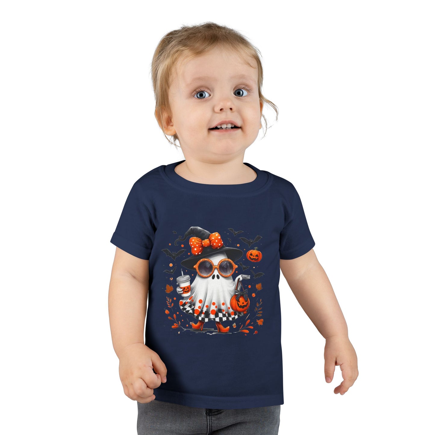 Cute Halloween Ghost T-Shirt | Trendy Witch Ghost Outfit | Spooky Fall Shirt for Women | Pumpkin Aesthetic Halloween Apparel Gift Toddler T-Shirt