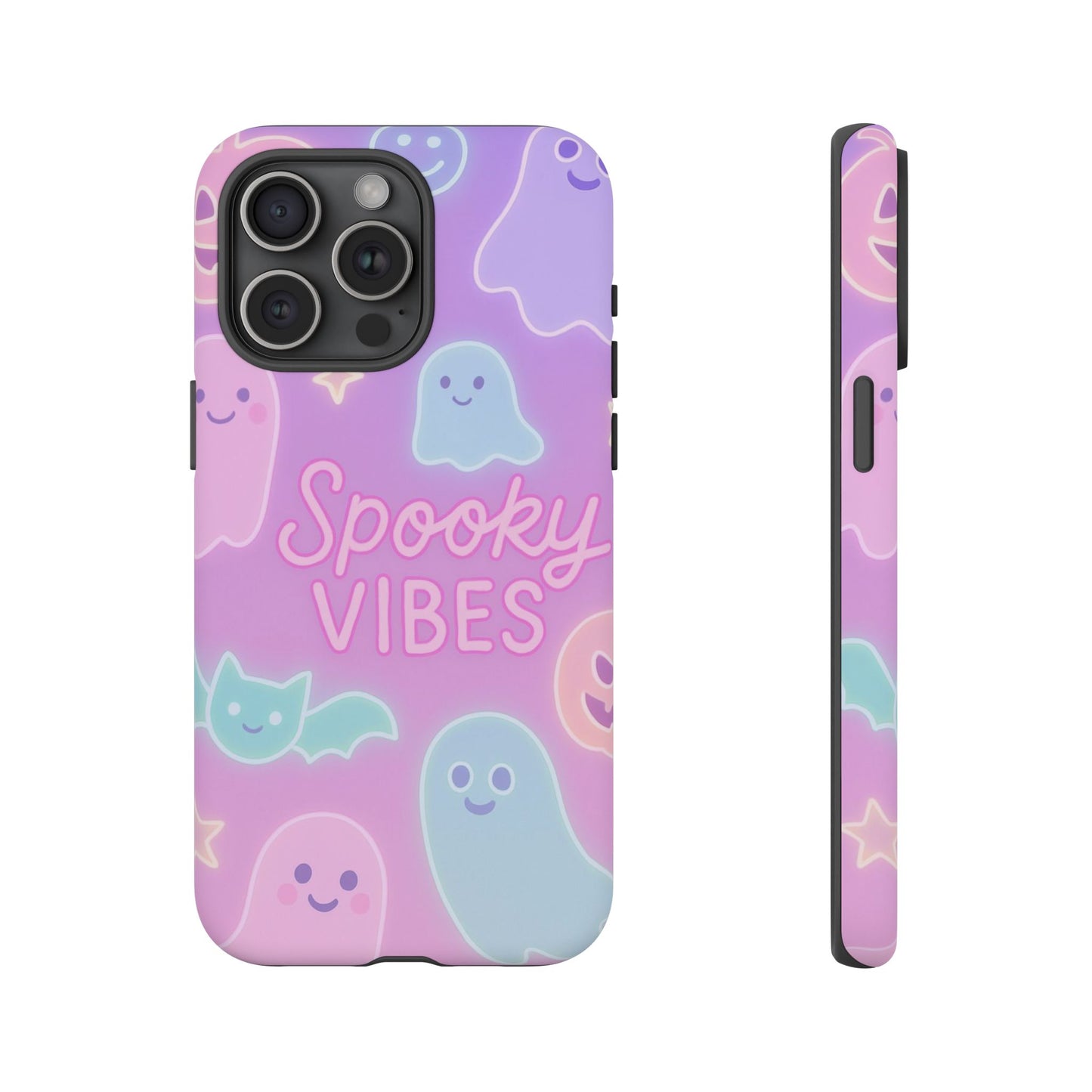 Spooky Vibes Pastel Halloween Design | Cute Ghosts, Pumpkins & Bats Aesthetic Phone Cases