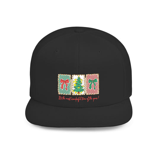 Festive Christmas Tree & Bow Design | It’s the Most Wonderful Time of the Year – Holiday Shirt, Mug, Tote & Home Decor Snapback Cap