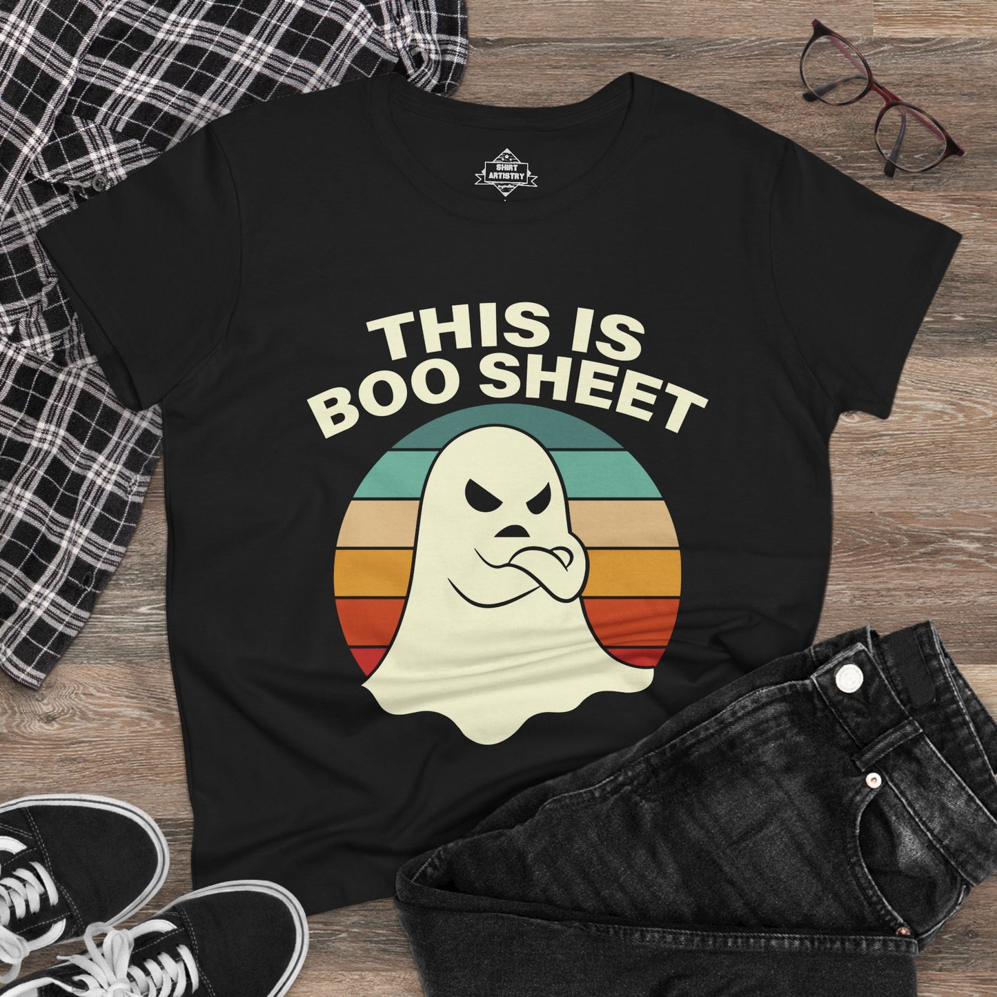 This Is Boo Sheet Funny Halloween | Sarcastic Ghost Shirt for Spooky Season | Retro Ghost Graphic Tee for Men & Women