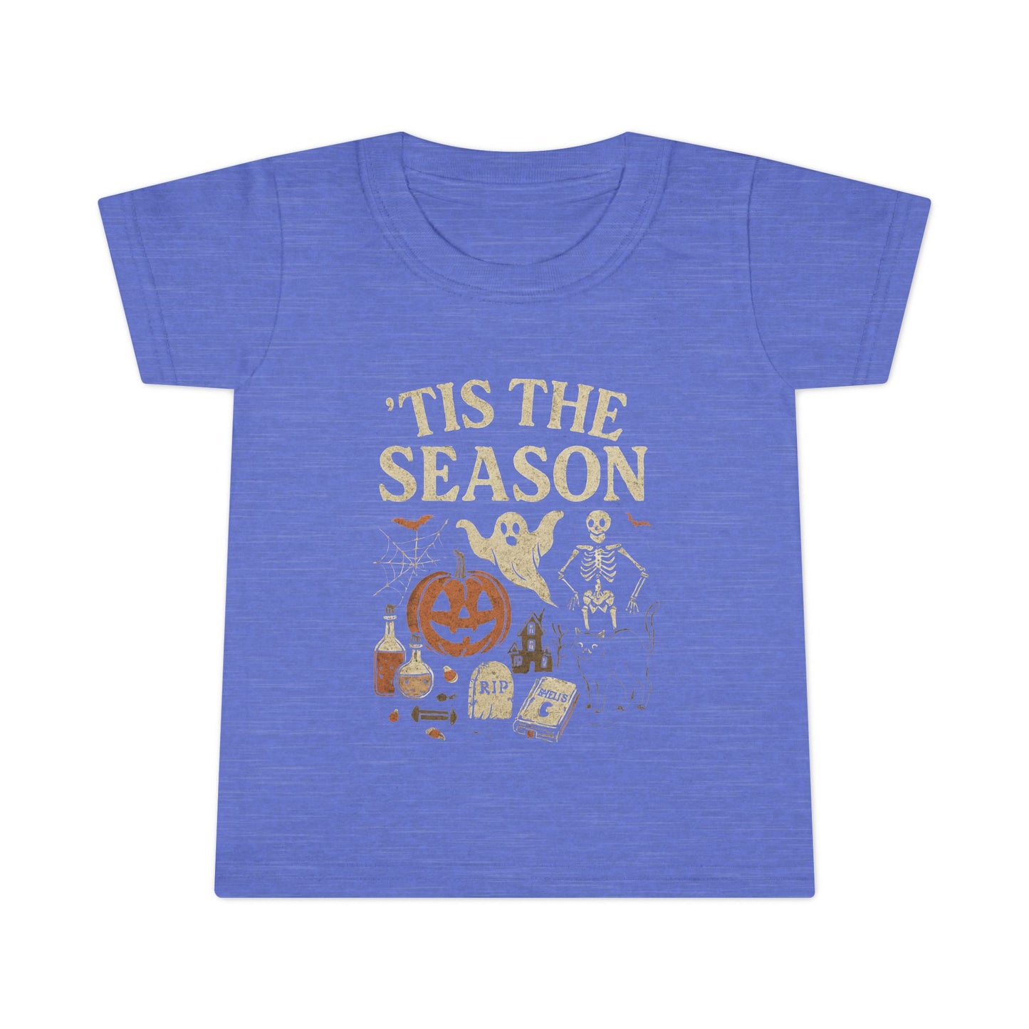 ‘Tis the Season Halloween T‑Shirt | Vintage Spooky Season Shirt with Ghost, Skeleton & Pumpkin | Retro Halloween Graphic Tee for Fall Toddler T-Shirt