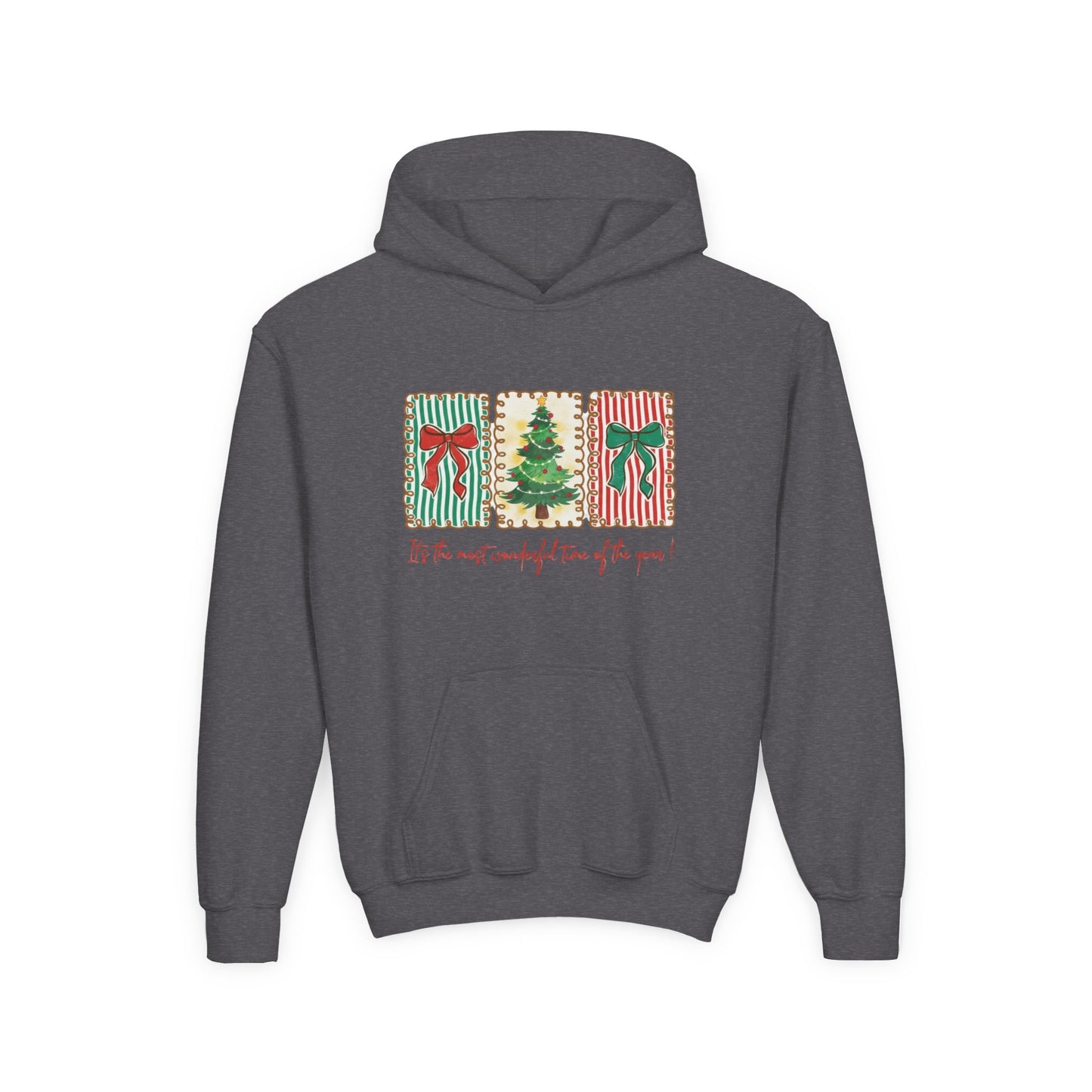 Festive Christmas Tree & Bow Design | It’s the Most Wonderful Time of the Year – Holiday Shirt, Mug, Tote & Home Decor Kids Hoodie