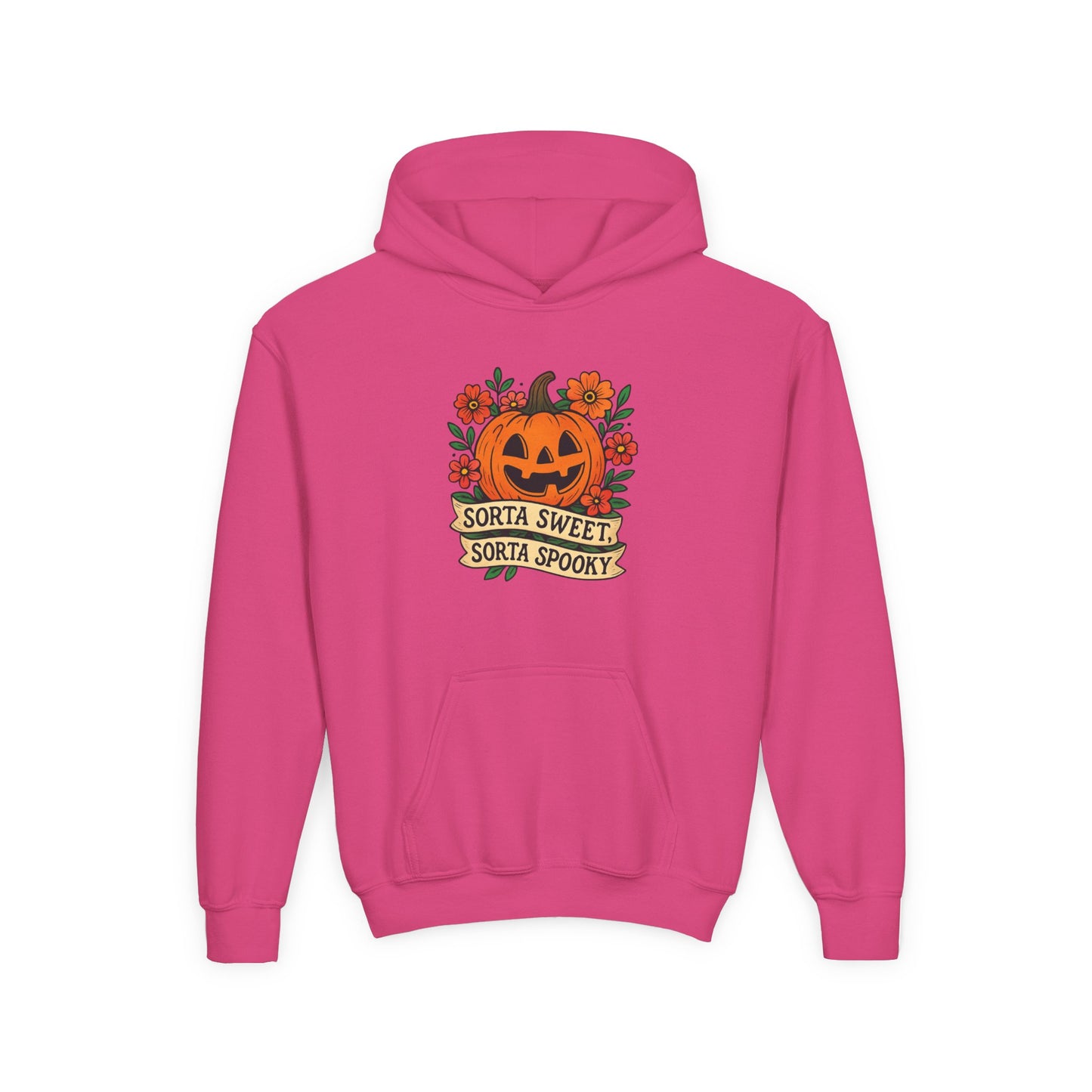 Cute Pumpkin Design – Sorta Sweet, Sorta Spooky Halloween Artwork Kids Hoodies