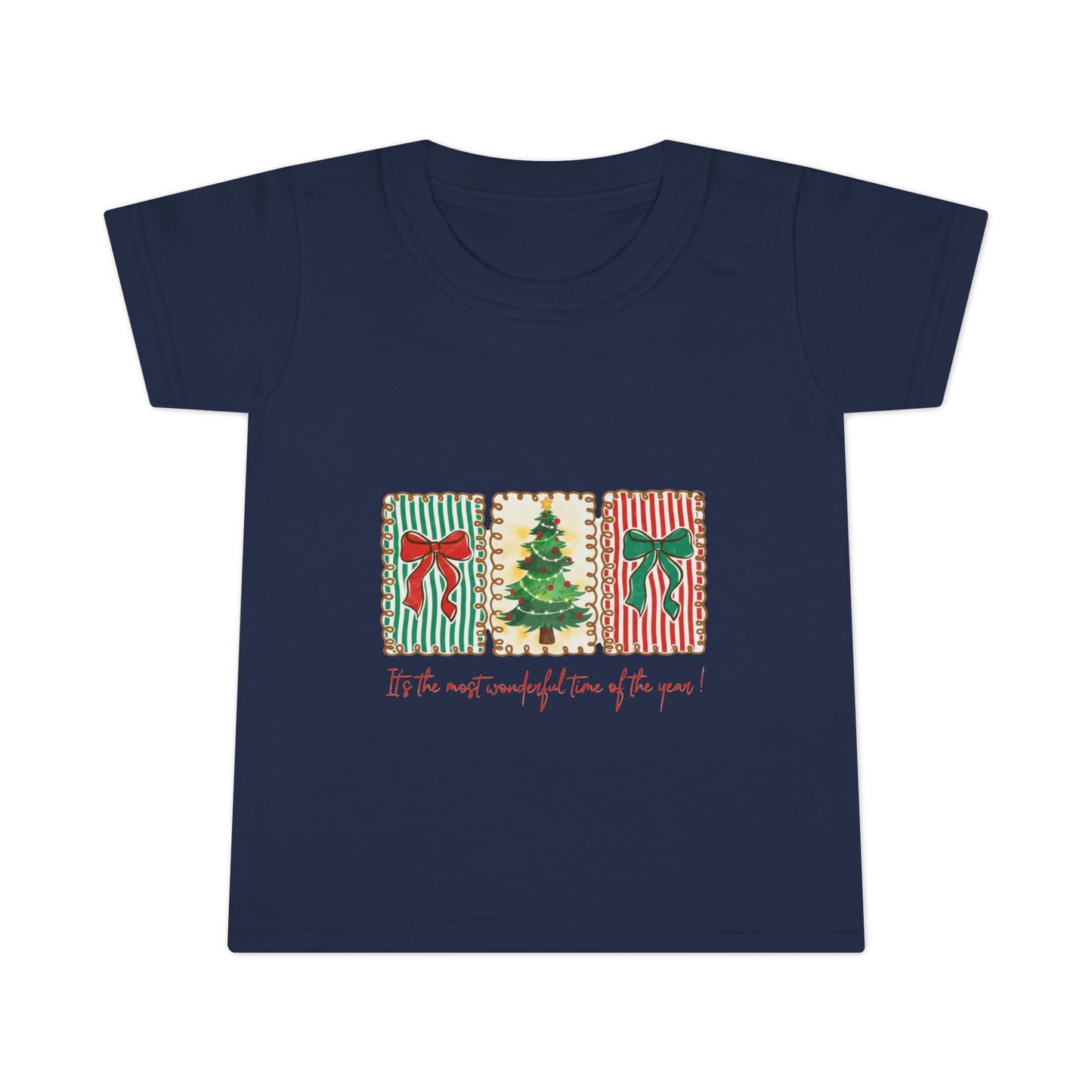 Festive Christmas Tree & Bow Design | It’s the Most Wonderful Time of the Year – Holiday Shirt, Mug, Tote & Home Decor Toddler T-Shirt