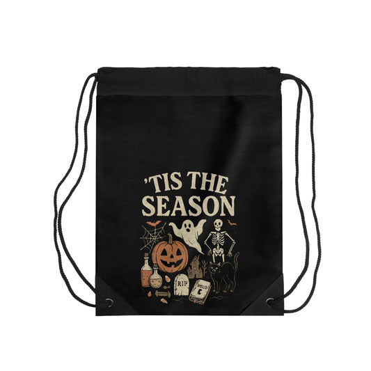 'Tis The Season Drawstring Bag | Halloween Backpack, Trick or Treat Bag, Spooky Gift, Holiday Essentials, Casual Gym Bag Drawstring Bags