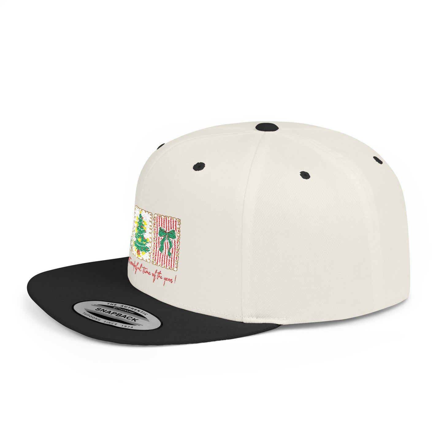 Festive Christmas Tree & Bow Design | It’s the Most Wonderful Time of the Year – Holiday Shirt, Mug, Tote & Home Decor Snapback Cap