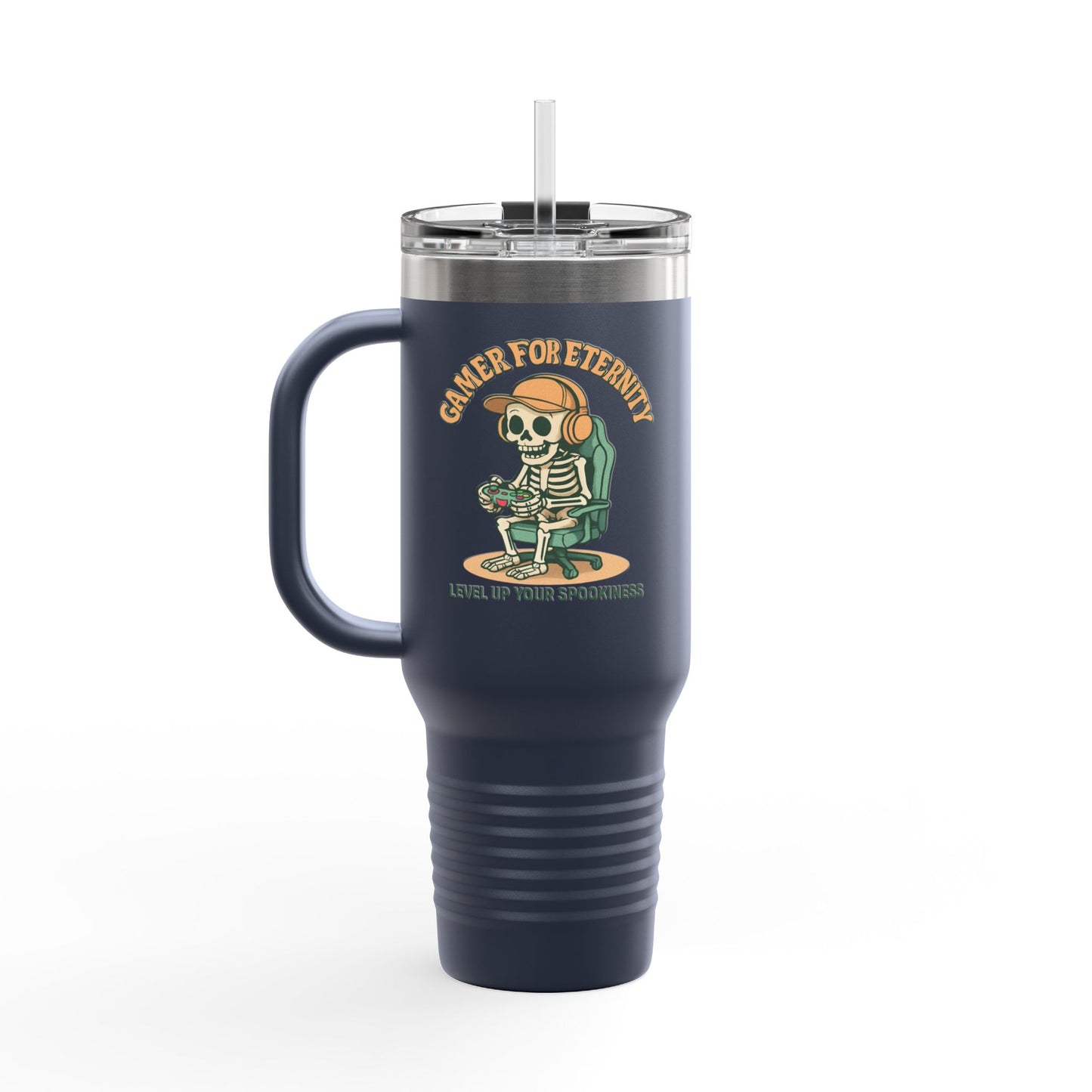 Insulated Travel Mug, Halloween Skeleton Design, 40oz, Perfect for On-the-Go, Party Beverage Container, Spooky Vibes, Travel Mug