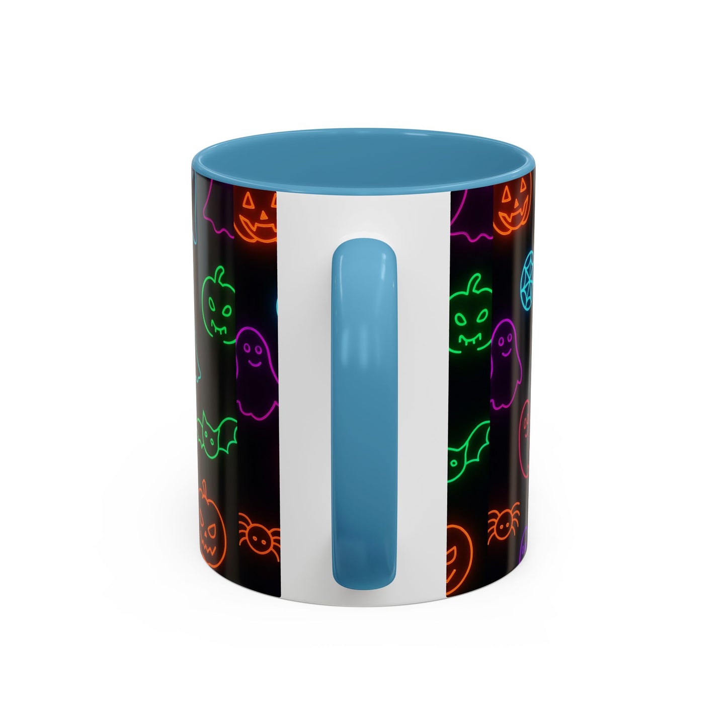Neon Halloween Pattern | Cute Ghosts, Pumpkins & Bats Glow Design Accent Mug