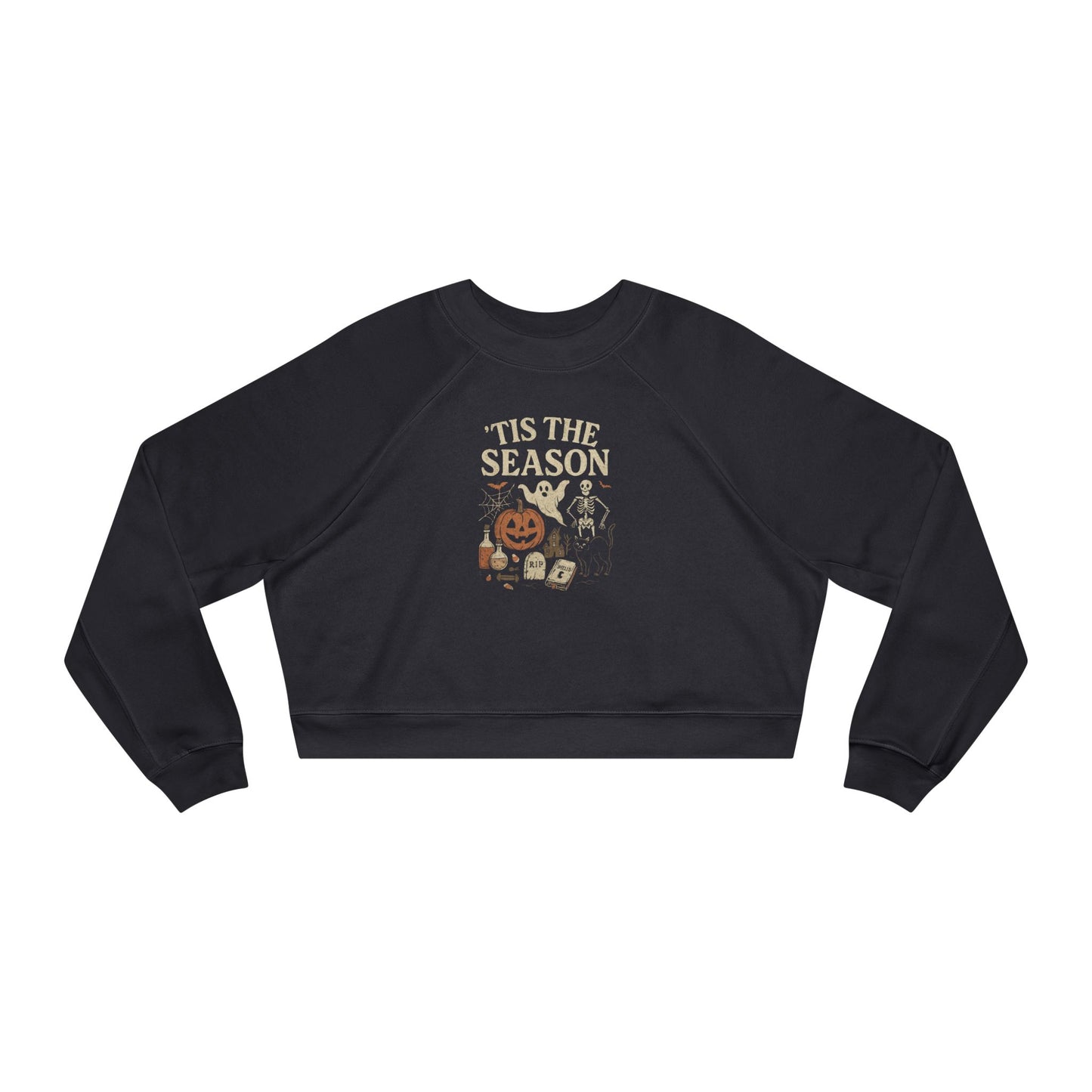 ‘Tis the Season Halloween T‑Shirt | Vintage Spooky Season Shirt with Ghost, Skeleton & Pumpkin | Retro Halloween Graphic Tee for Fall