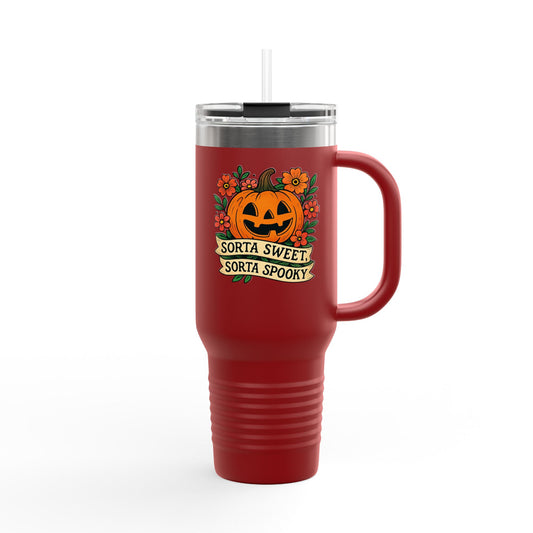 Spooky Floral Insulated Travel Mug - 40oz, Halloween Coffee Cup, Fall Drink Mug, Cute Travel Tumbler, Gift for Witchy Friends, Travel Mug