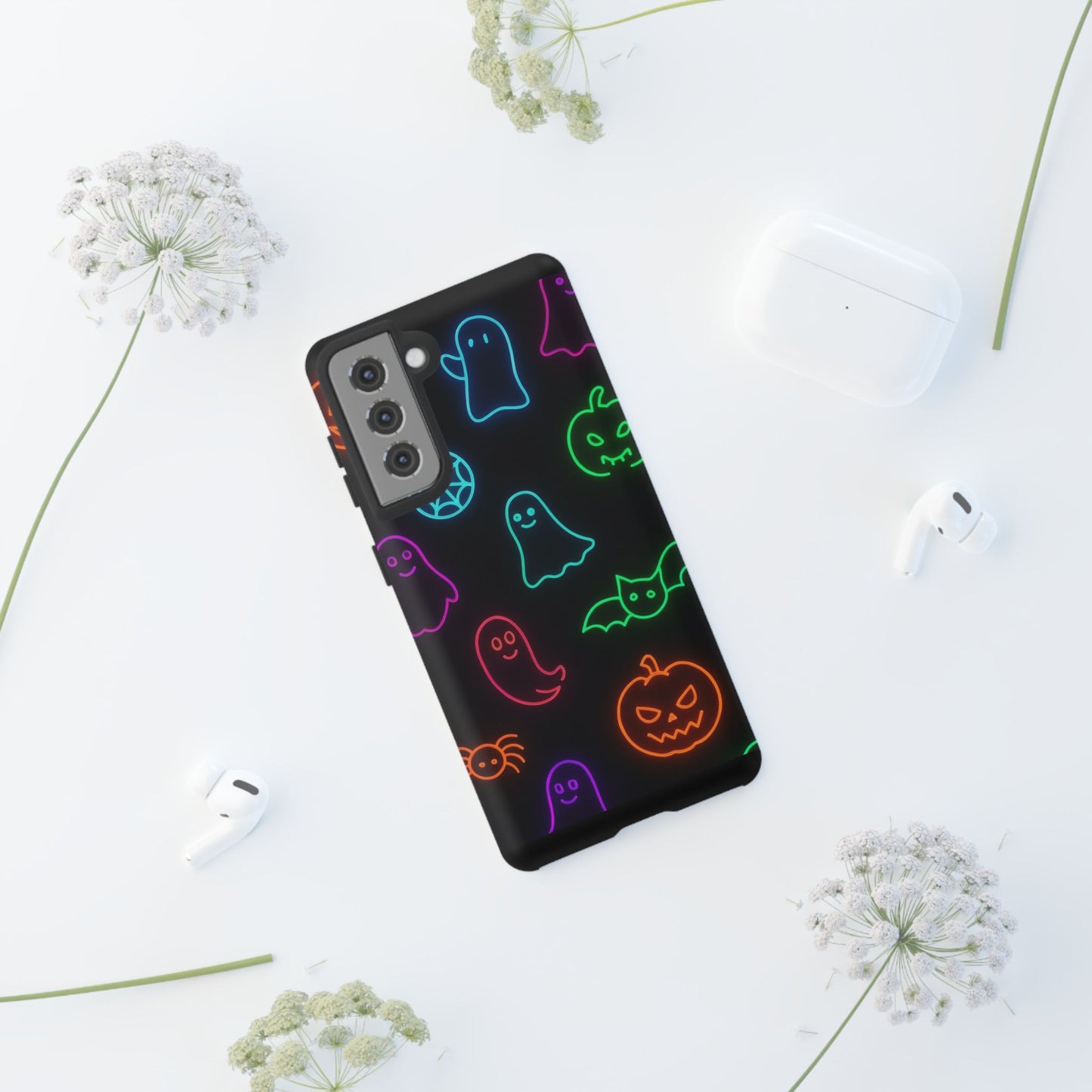 Neon Halloween Pattern | Cute Ghosts, Pumpkins & Bats Glow Design Phone Cases