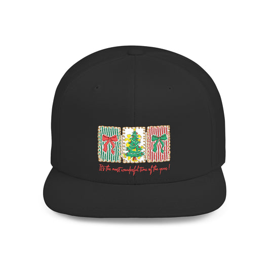 Festive Christmas Tree & Bow Design | It’s the Most Wonderful Time of the Year – Holiday Shirt, Mug, Tote & Home Decor Snapback Cap