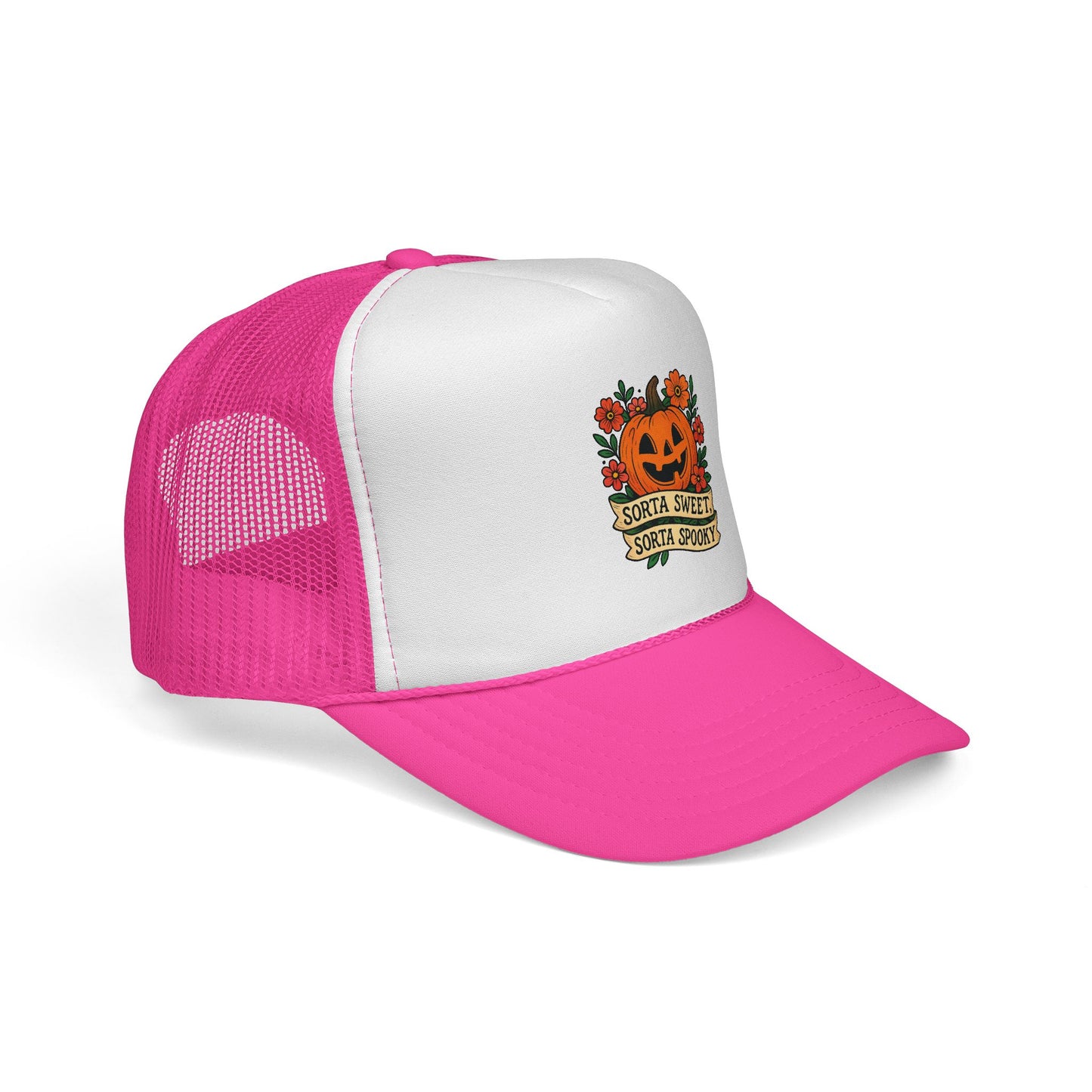 Cute Pumpkin Design – Sorta Sweet, Sorta Spooky Halloween Artwork Trucker Hat printed