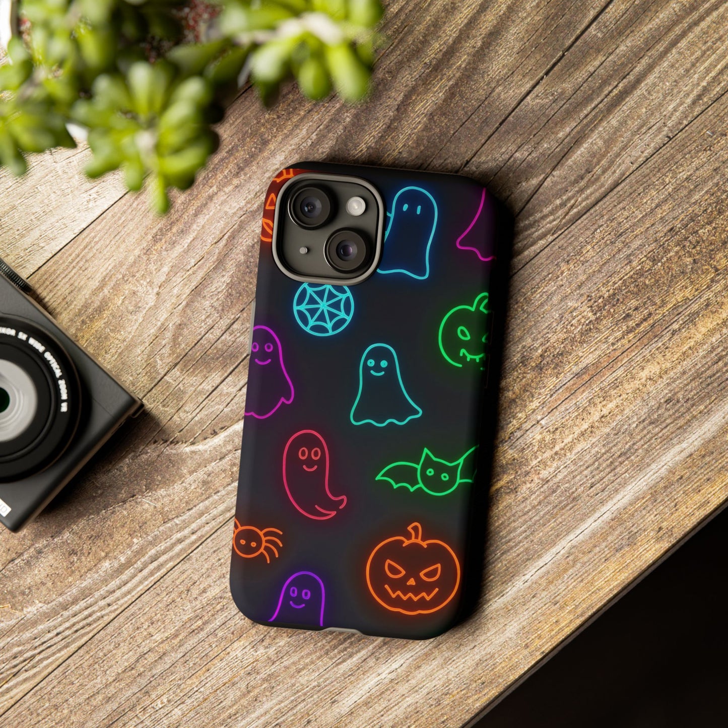 Neon Halloween Pattern | Cute Ghosts, Pumpkins & Bats Glow Design Phone Cases