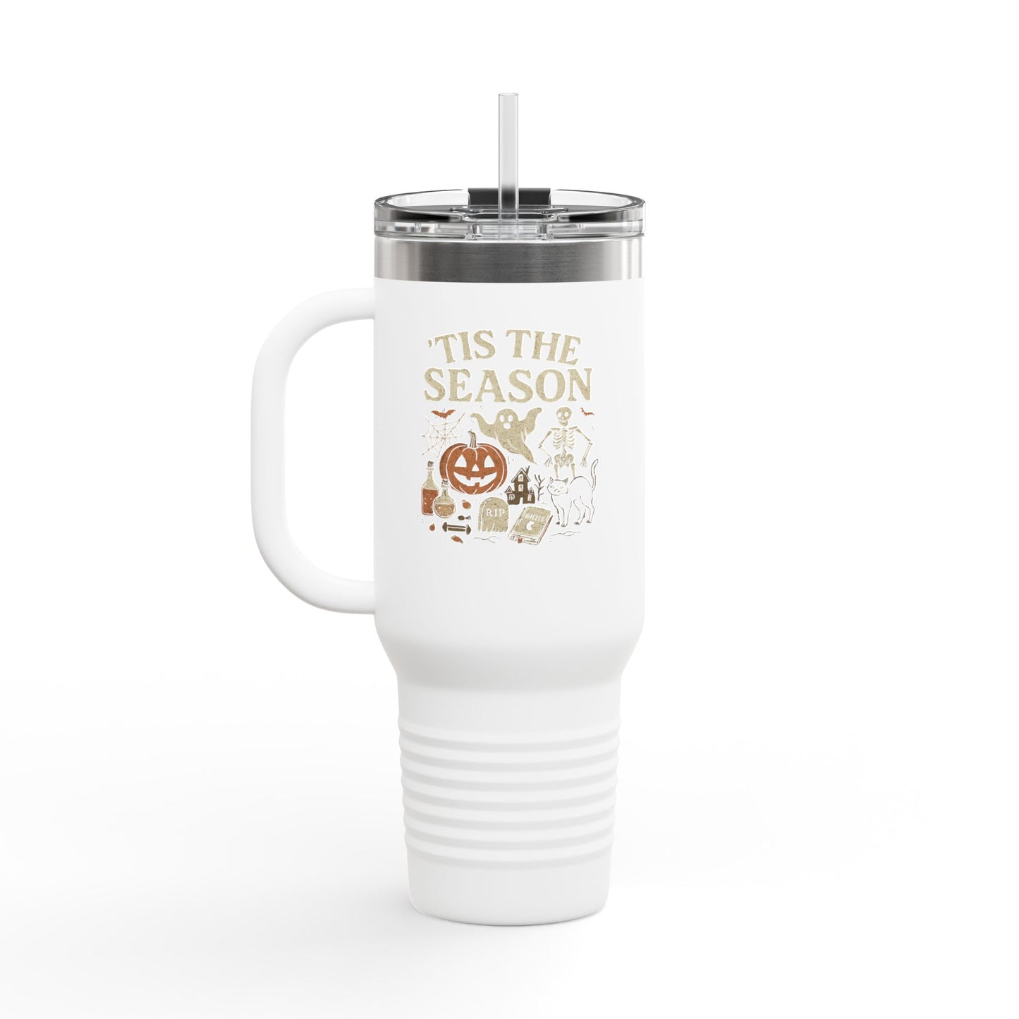 ‘Tis the Season Halloween Design | Vintage Spooky Season Ghost & Skeleton Artwork | Retro Halloween Apparel & Gift Idea Travel Mug