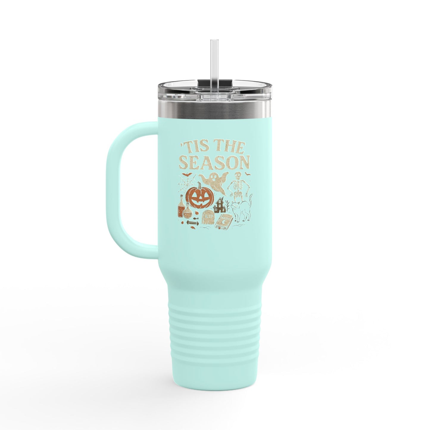 ‘Tis the Season Halloween Design | Vintage Spooky Season Ghost & Skeleton Artwork | Retro Halloween Apparel & Gift Idea Travel Mug