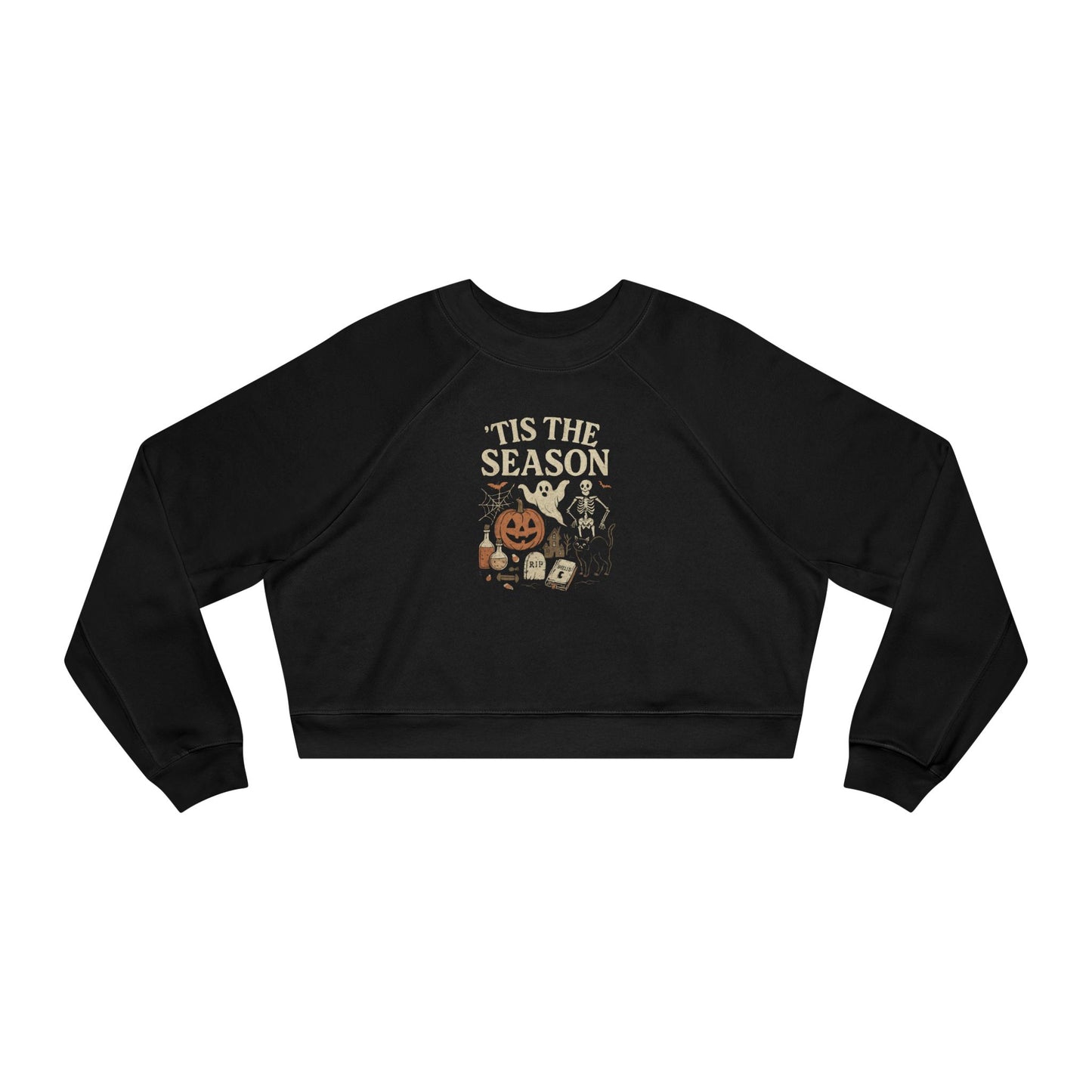 ‘Tis the Season Halloween T‑Shirt | Vintage Spooky Season Shirt with Ghost, Skeleton & Pumpkin | Retro Halloween Graphic Tee for Fall