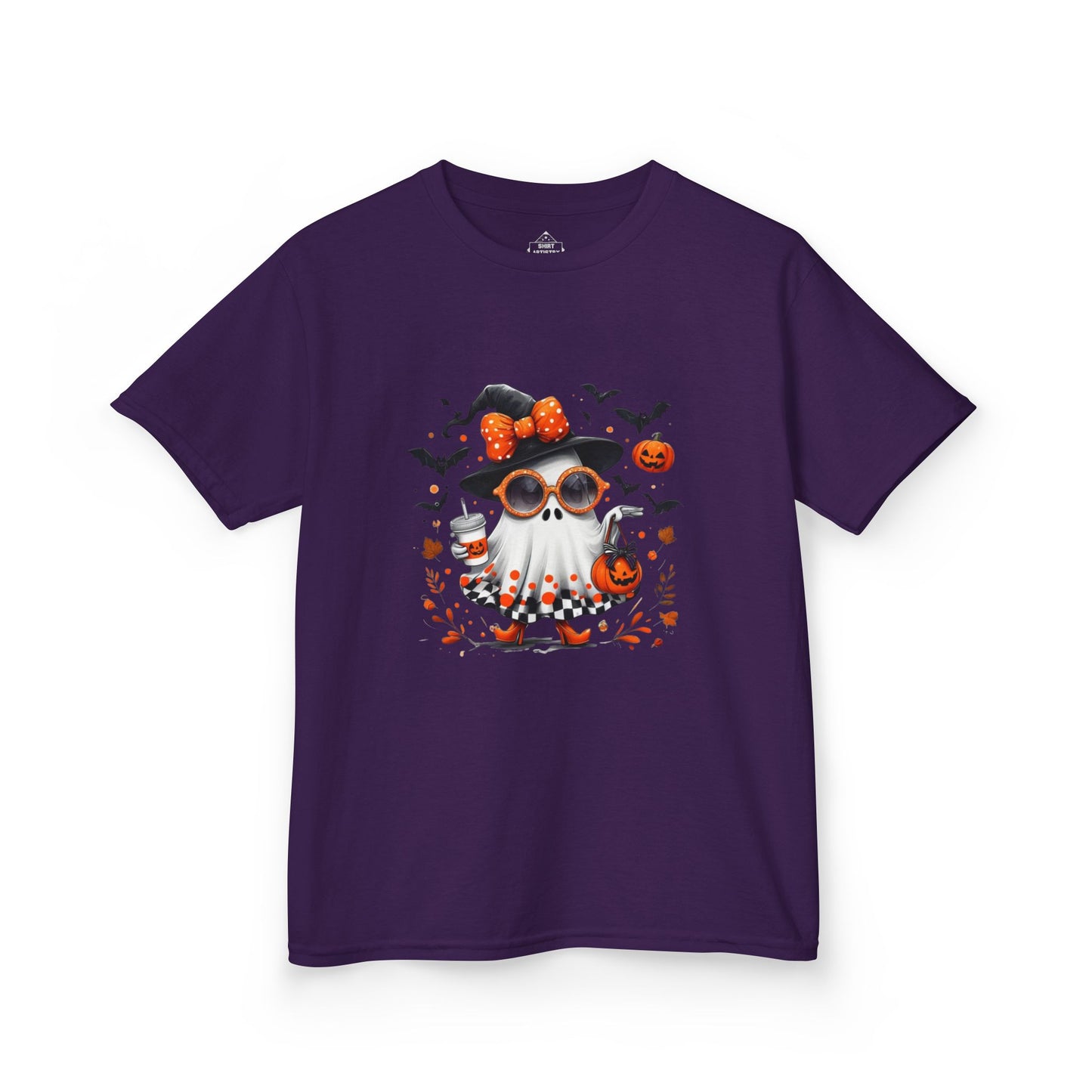 Cute Halloween Ghost T-Shirt | Trendy Witch Ghost Outfit | Spooky Fall Shirt for Women | Pumpkin Aesthetic Halloween Apparel Gift , Kids T-Shirts