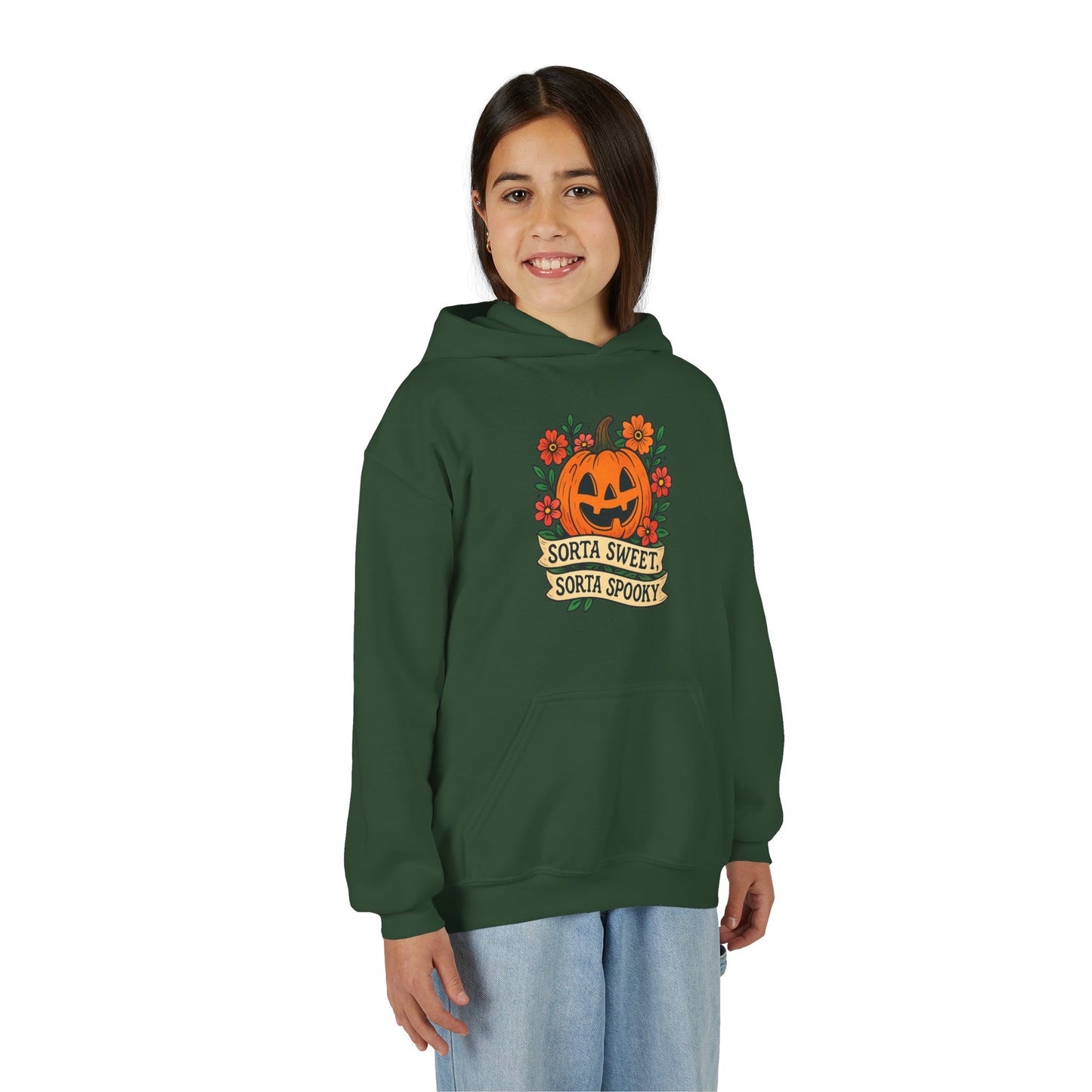 Cute Pumpkin Design – Sorta Sweet, Sorta Spooky Halloween Artwork Kids Hoodies