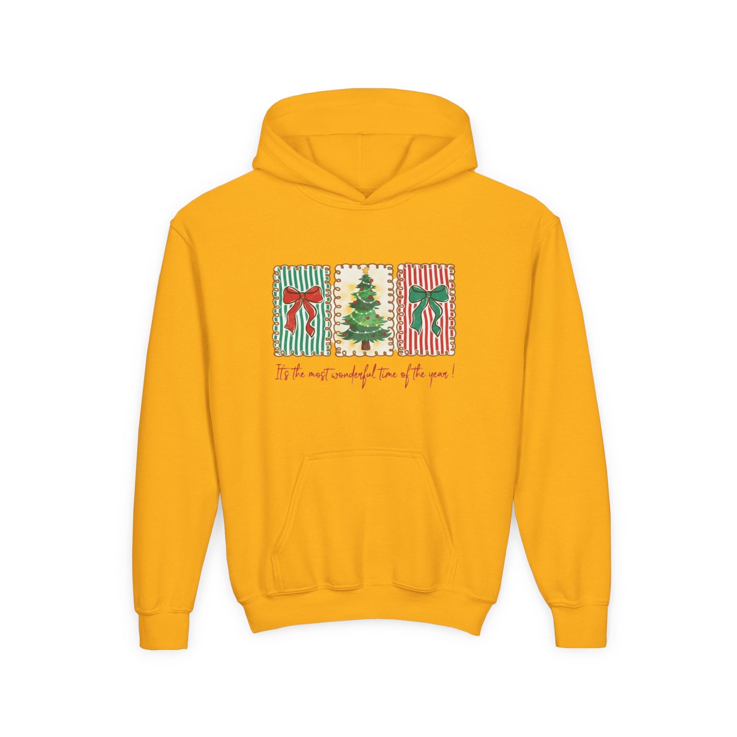 Festive Christmas Tree & Bow Design | It’s the Most Wonderful Time of the Year – Holiday Shirt, Mug, Tote & Home Decor Kids Hoodie
