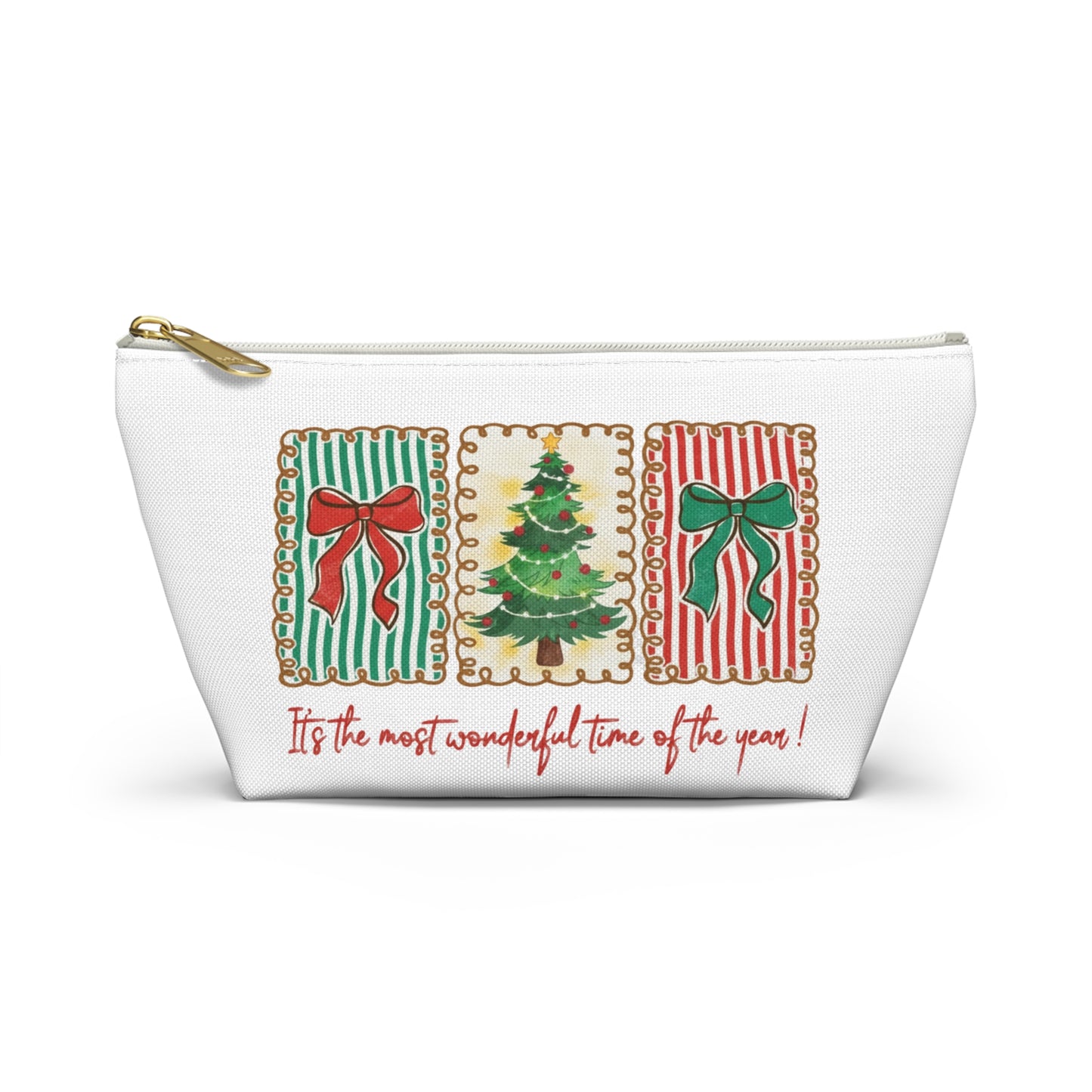 Festive Christmas Tree & Bow Design | It’s the Most Wonderful Time of the Year – Holiday Shirt, Mug, Tote & Home Decor Zip Pouches