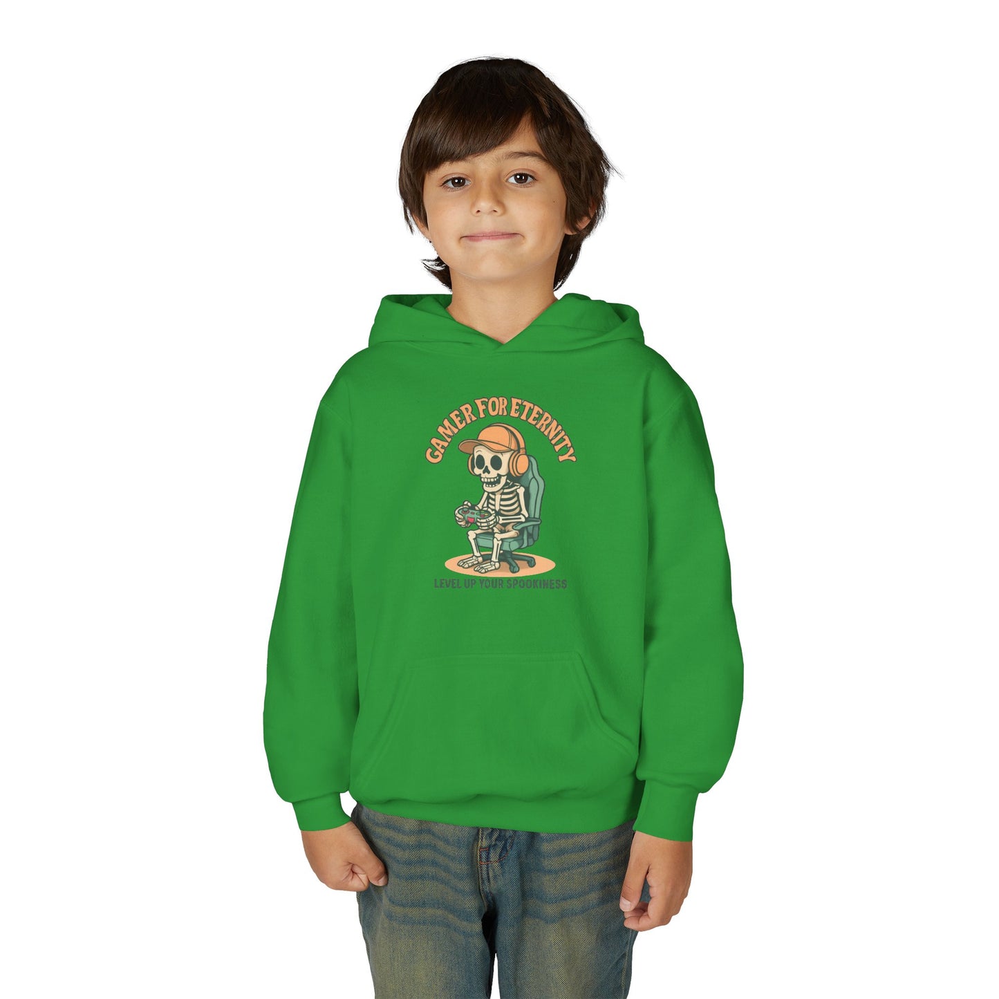 Cool Skeleton Gamer Youth Hoodie, Casual Streetwear, Perfect for Gamers, Halloween, Birthday, and Everyday Wear, Kids Hoodies