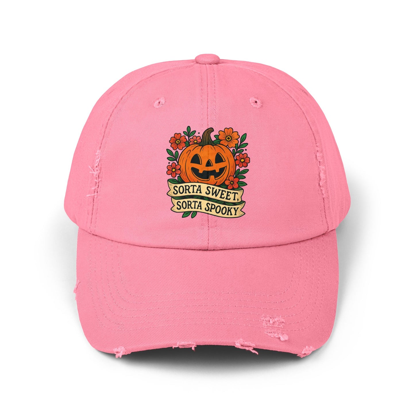 Cute Pumpkin Design – Sorta Sweet, Sorta Spooky Halloween Artwork Distressed cap