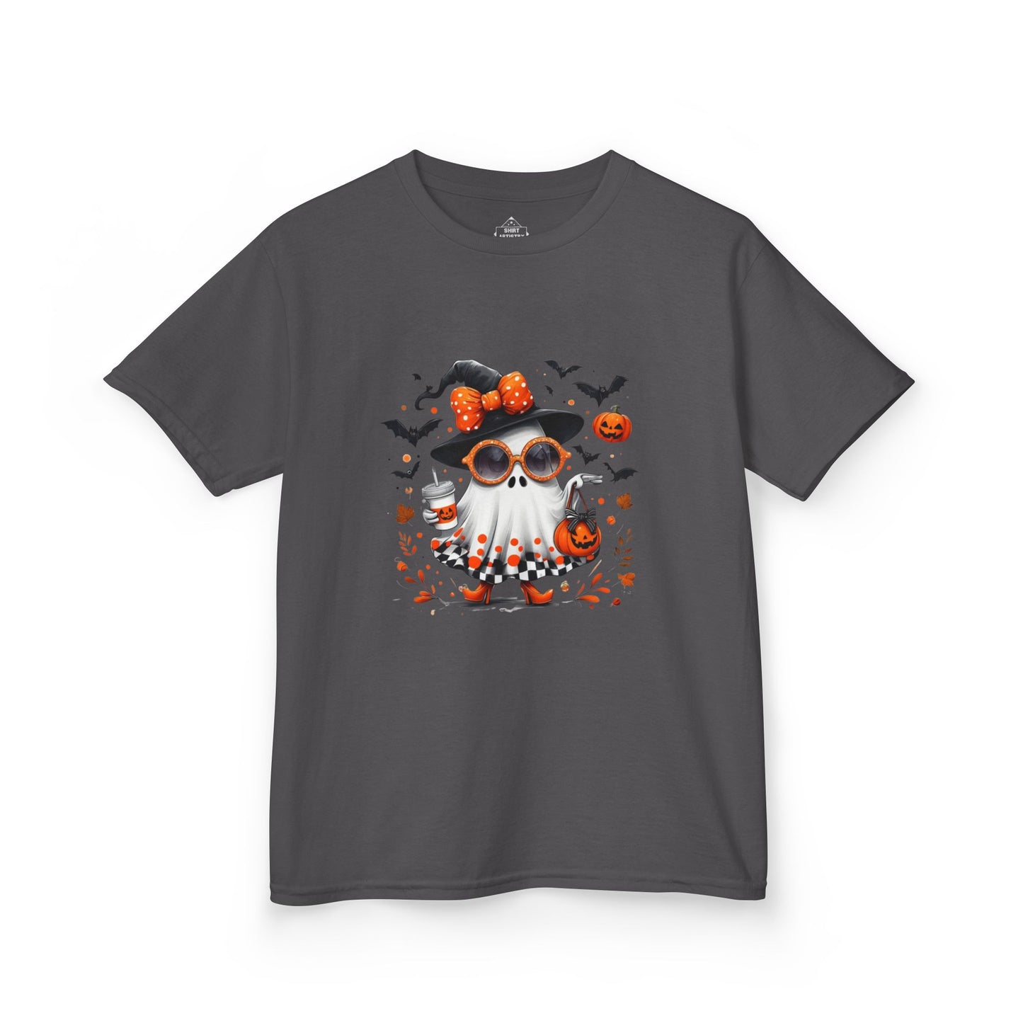 Cute Halloween Ghost T-Shirt | Trendy Witch Ghost Outfit | Spooky Fall Shirt for Women | Pumpkin Aesthetic Halloween Apparel Gift , Kids T-Shirts