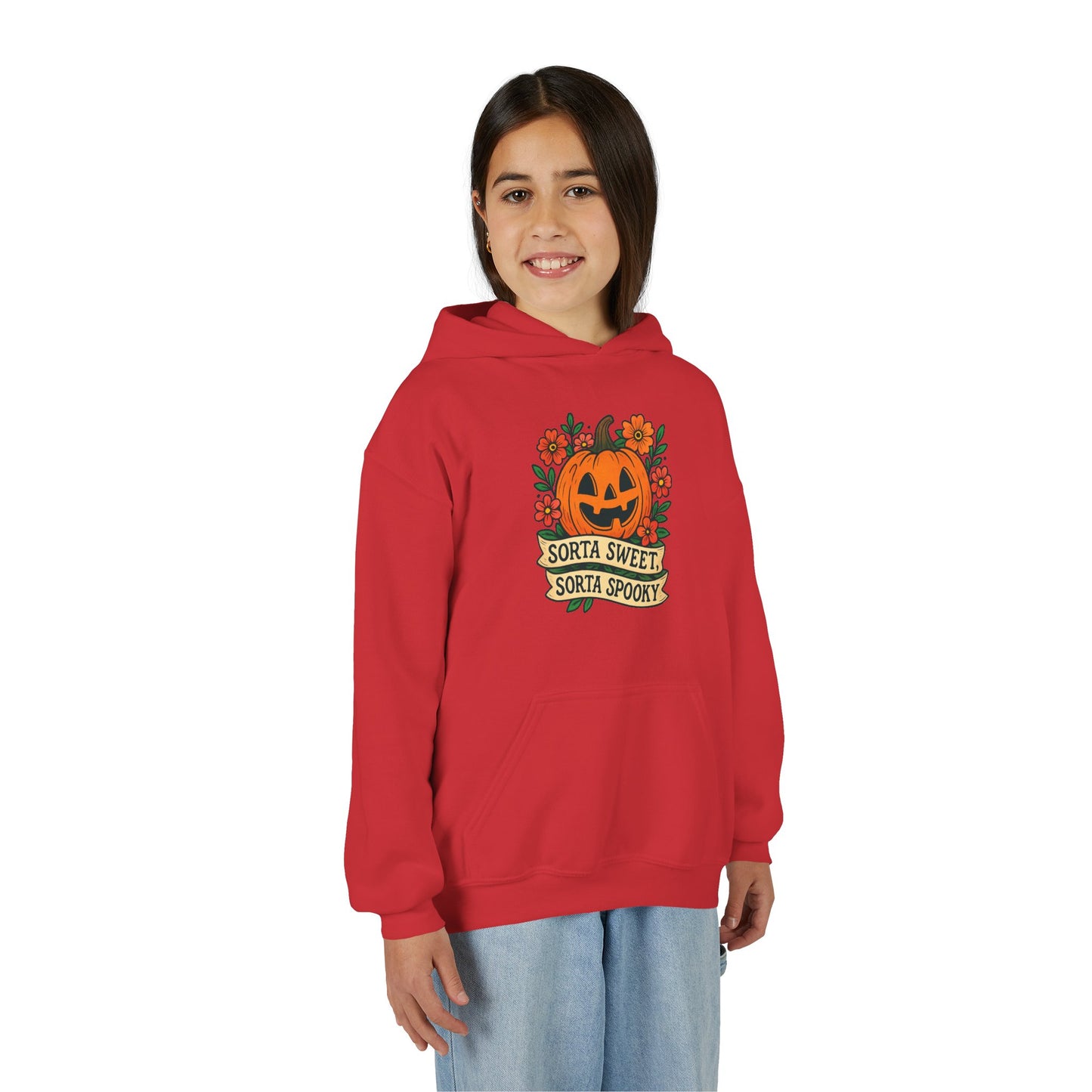 Cute Pumpkin Design – Sorta Sweet, Sorta Spooky Halloween Artwork Kids Hoodies
