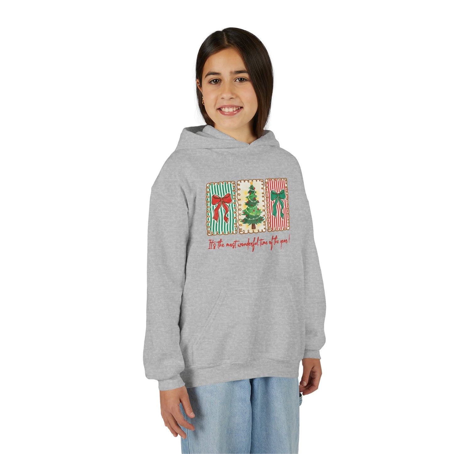 Festive Christmas Tree & Bow Design | It’s the Most Wonderful Time of the Year – Holiday Shirt, Mug, Tote & Home Decor Kids Hoodie