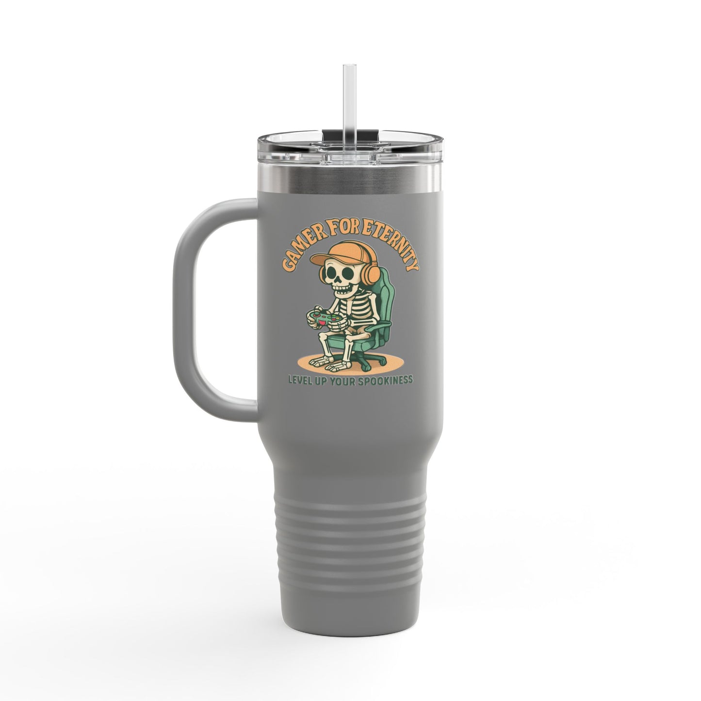 Insulated Travel Mug, Halloween Skeleton Design, 40oz, Perfect for On-the-Go, Party Beverage Container, Spooky Vibes, Travel Mug