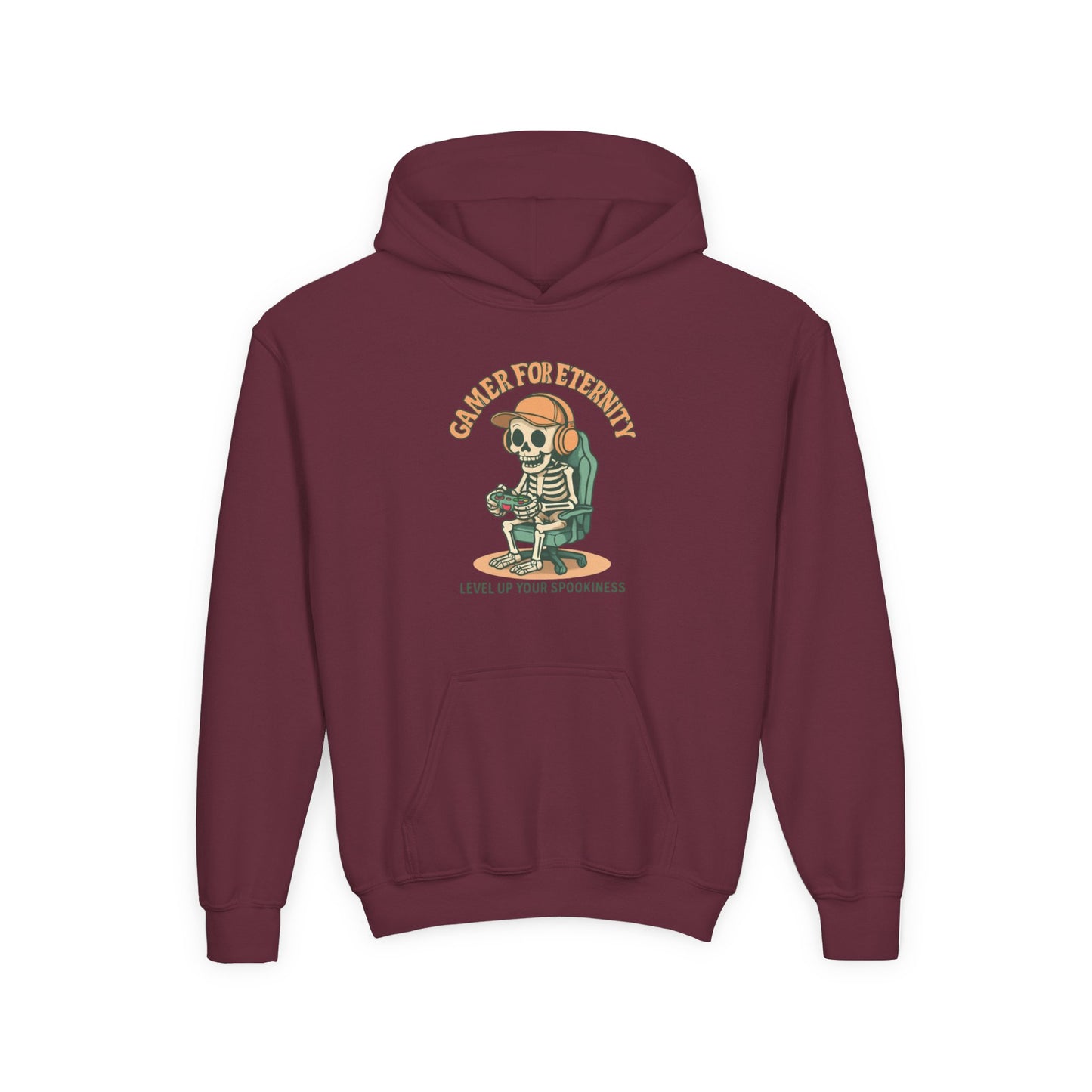 Cool Skeleton Gamer Youth Hoodie, Casual Streetwear, Perfect for Gamers, Halloween, Birthday, and Everyday Wear, Kids Hoodies