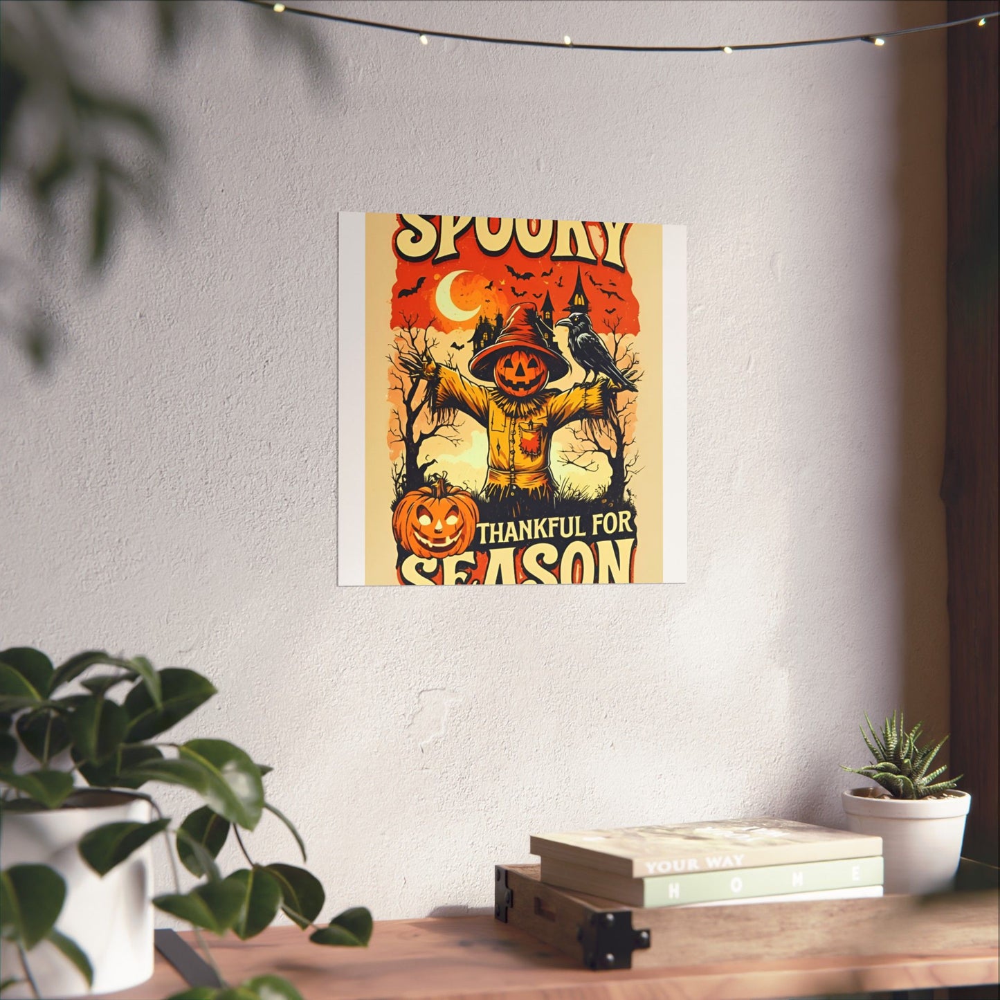 Spooky Thankful for the Season Halloween Scarecrow Vintage Design Poster