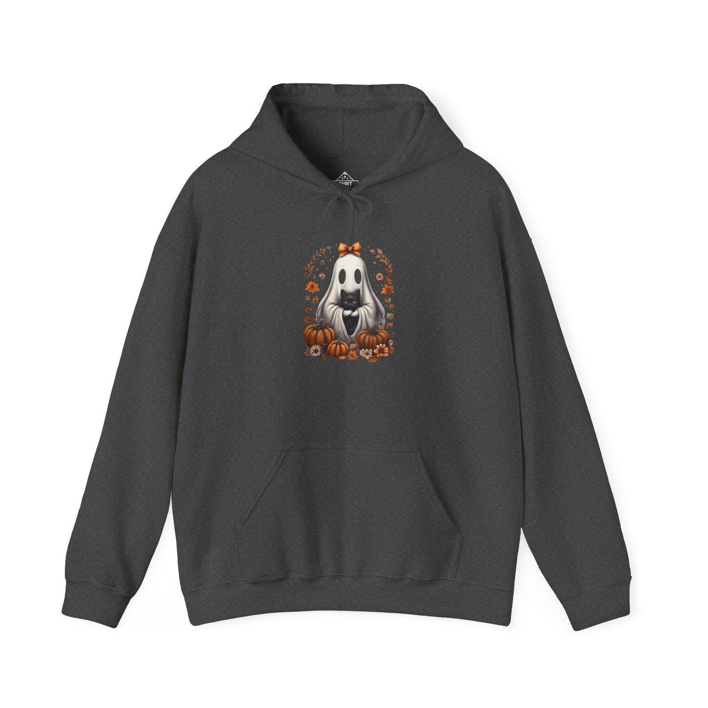 Cute Ghost and Black Cat Halloween T-Shirt | Cozy Fall Pumpkin Shirt | Spooky Season Aesthetic Apparel Gift for Halloween Lovers